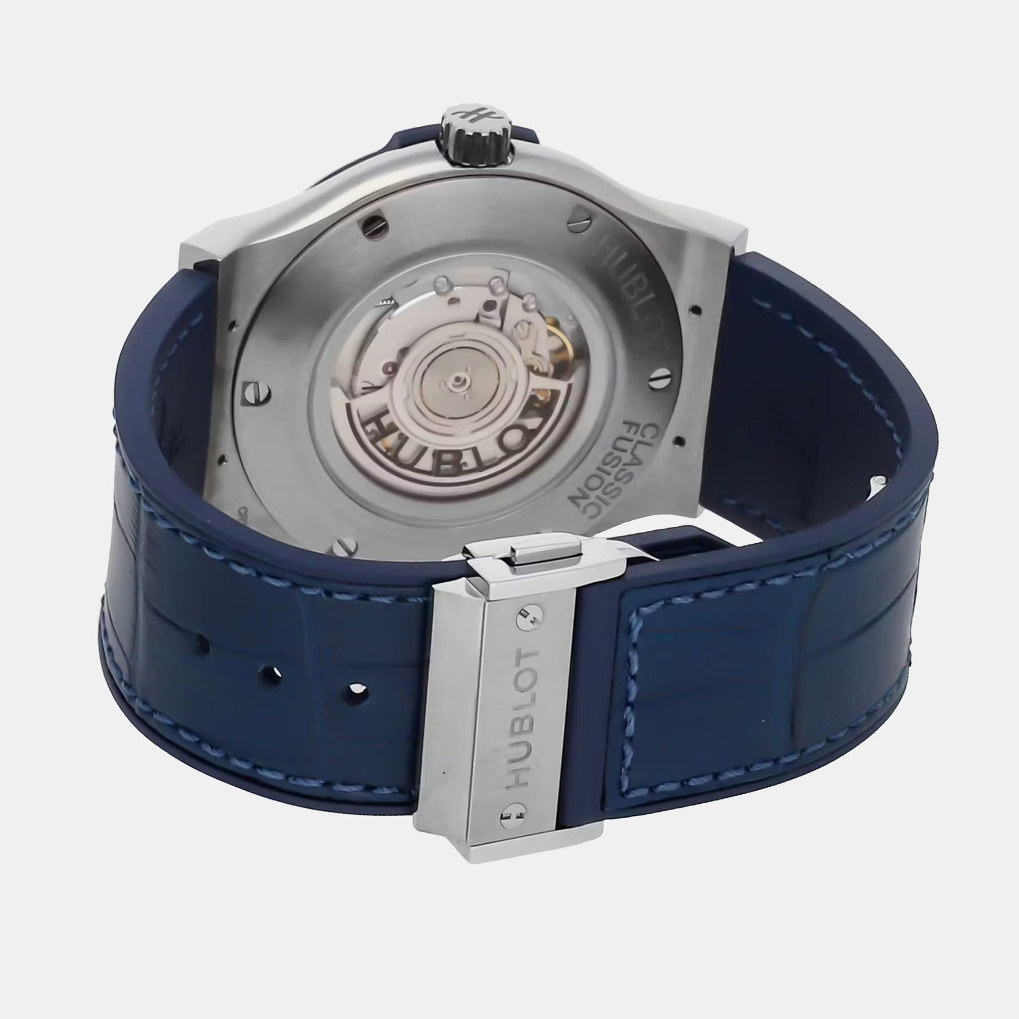 Hublot Blue Stainless Steel Classic Fusion 511.NX.7170.LR Automatic Men's Wristwatch 42 Mm