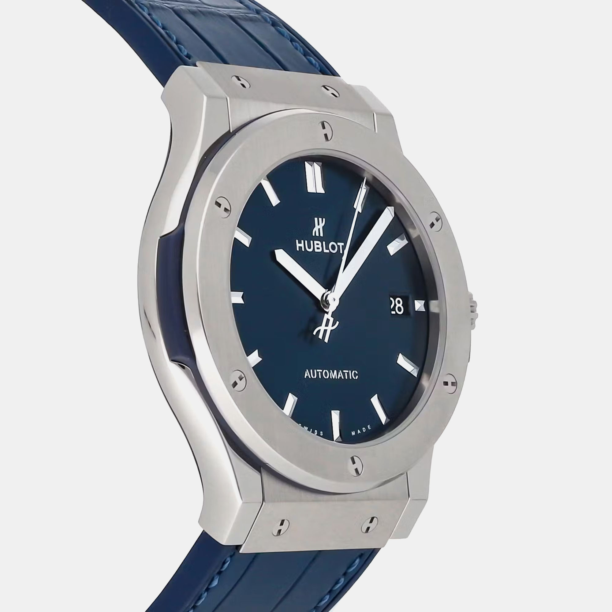 Hublot Blue Stainless Steel Classic Fusion 511.NX.7170.LR Automatic Men's Wristwatch 42 Mm