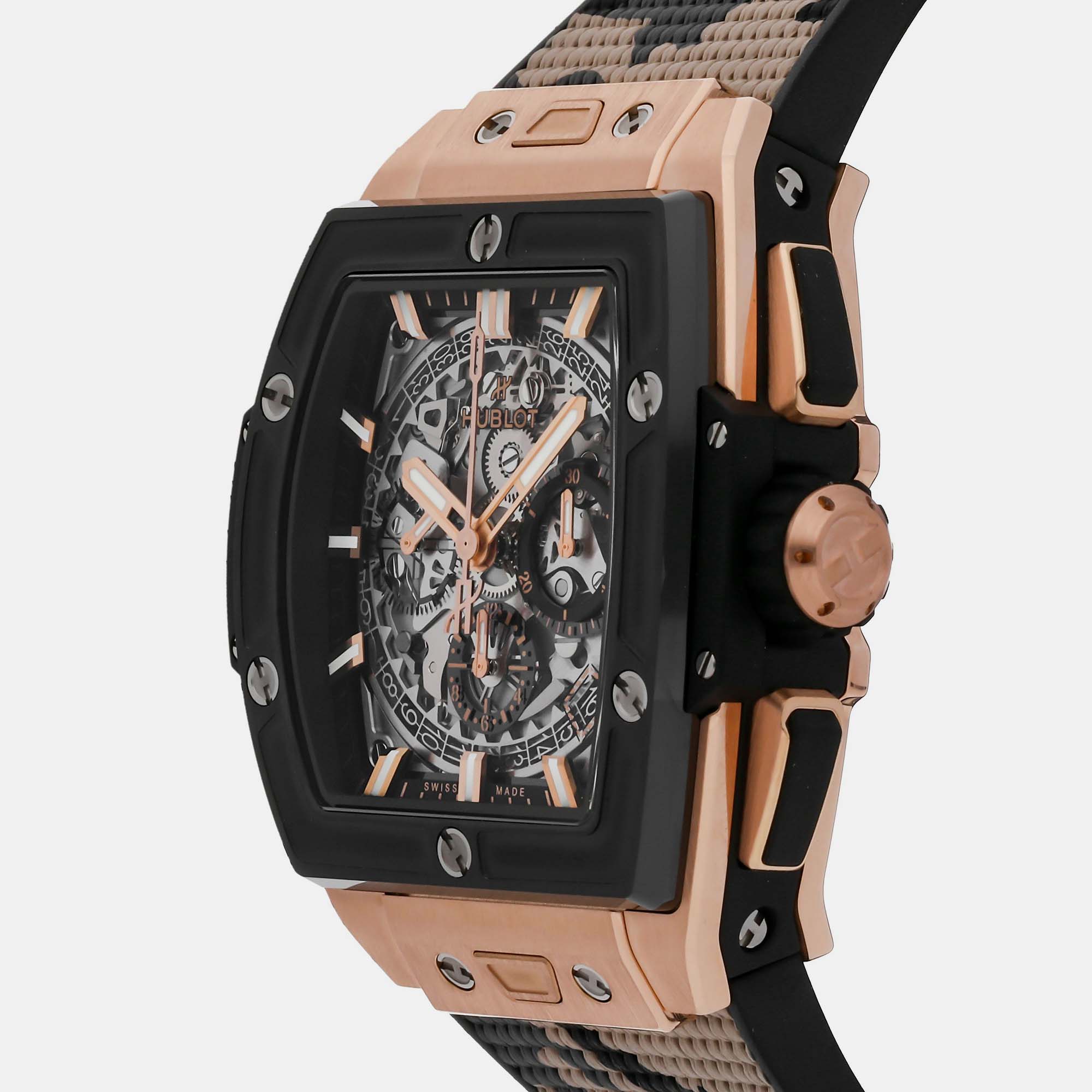 Hublot Silver 18k Rose Gold Big Bang  Automatic Men's Wristwatch 42 Mm