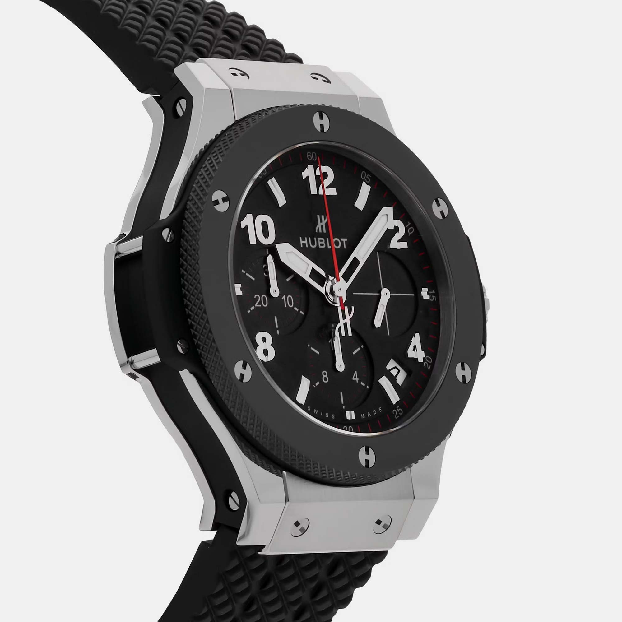 Hublot Black Stainless Steel Big Bang 341.SB.131.RX Automatic Men's Wristwatch 41 Mm