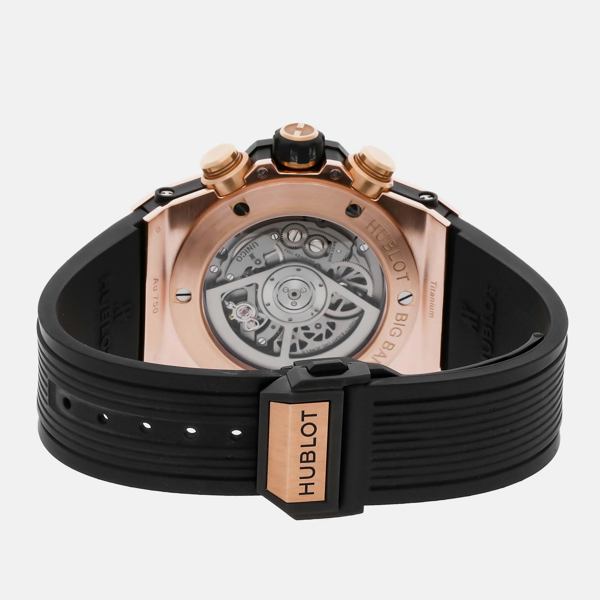 Hublot Skeleton 18k Rose Gold Big Bang Unico 411.OM.1180.RX Automatic Men's Wristwatch 45 Mm