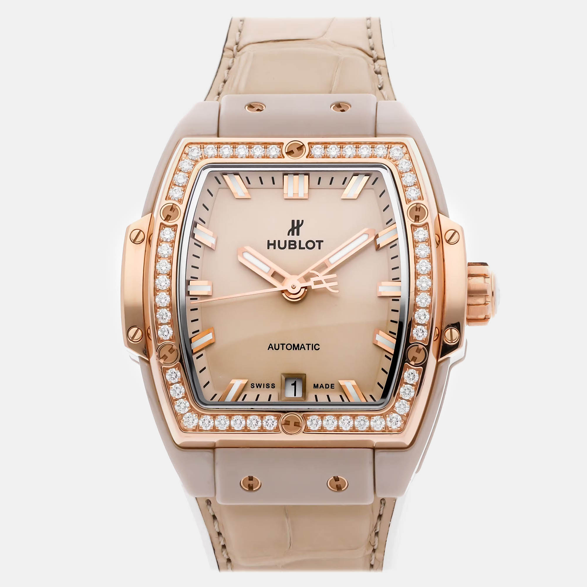 Pre-Owned Hublot Spirit Of Big Bang Beige Ceramic King Gold Diamonds
Pre-Owned Hublot Spirit Of Big Bang Beige Ceramic King Gold Diamonds