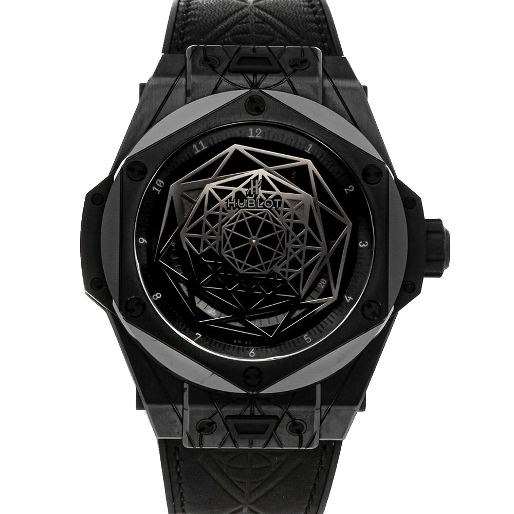 Hublot Black Ceramic Big Bang Unico Sang Bleu All Black Limited Edition 415.CX.1114.VR. MXM17 Men's Wristwatch 45 MM