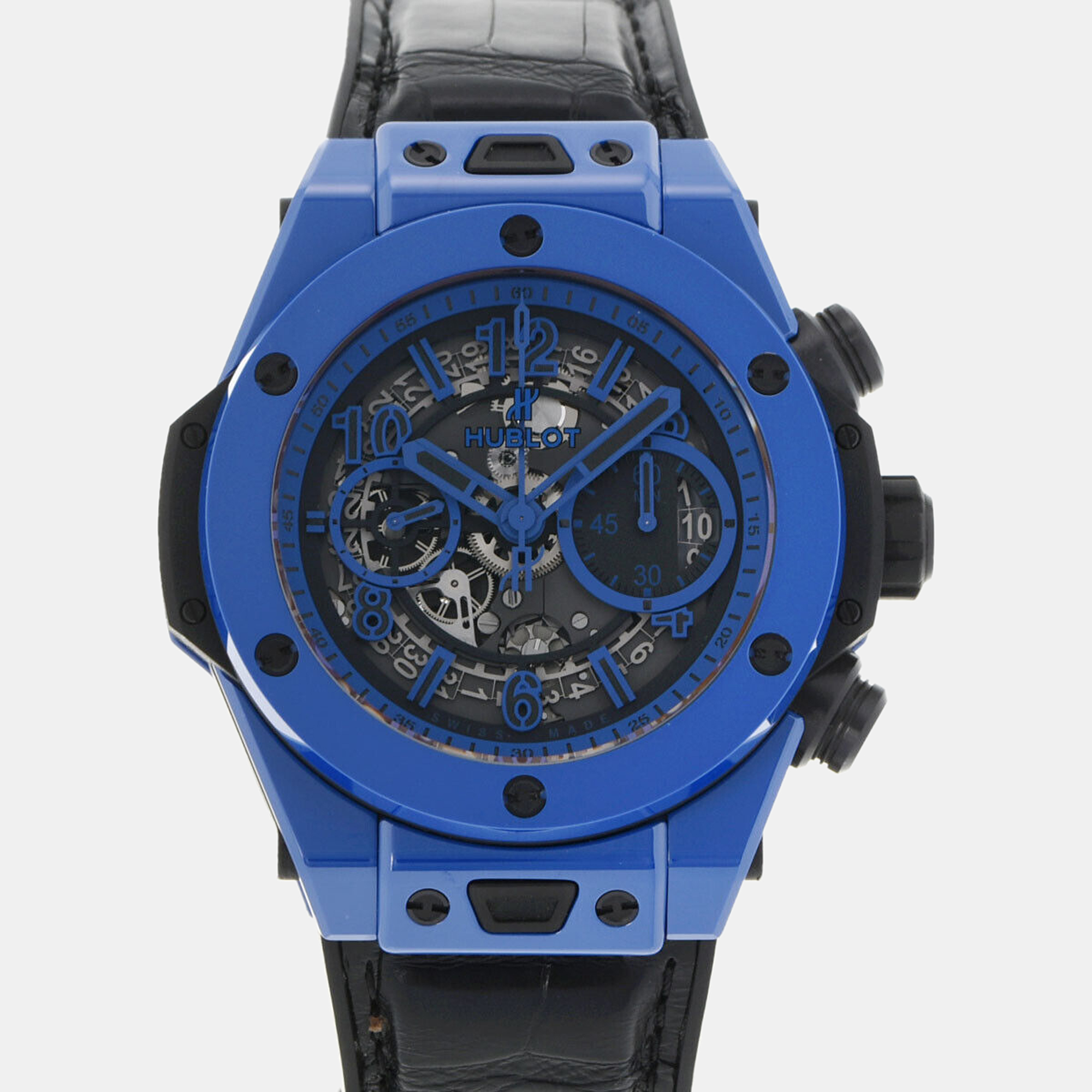 Hublot Blue Ceramic Big Bang 411.ES.5119.RX Automatic Men's Wristwatch 45 Mm