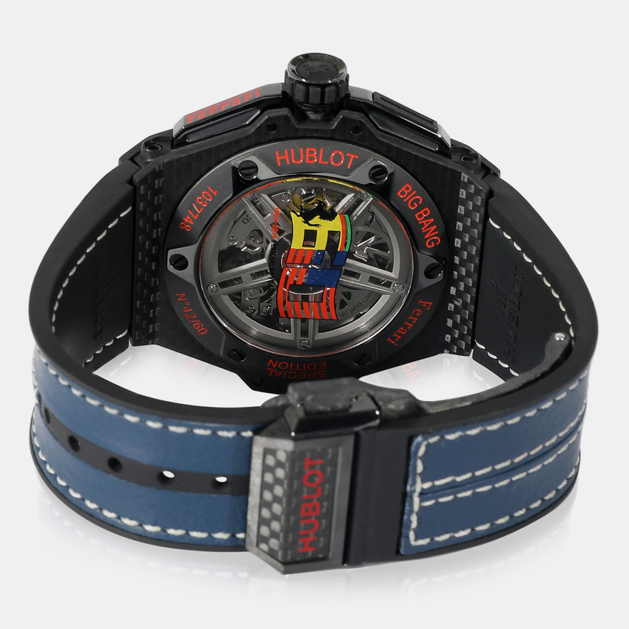 Hublot Grey Carbon Fiber Big Bang Ferrari 401.QX.0123.VR.FSX14 Automatic Men's Wristwatch 45 Mm