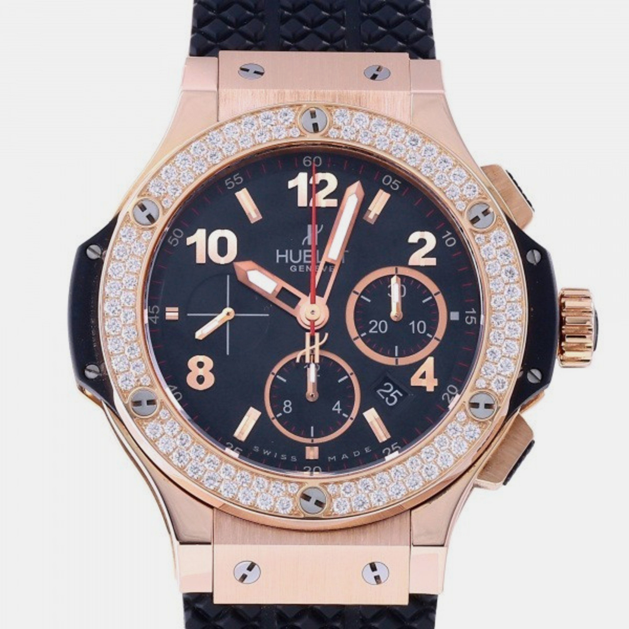 Hublot Black Diamond 18k Rose Gold Big Bang 301.PX.130.RX.114 Automatic Men's Wristwatch 44 Mm