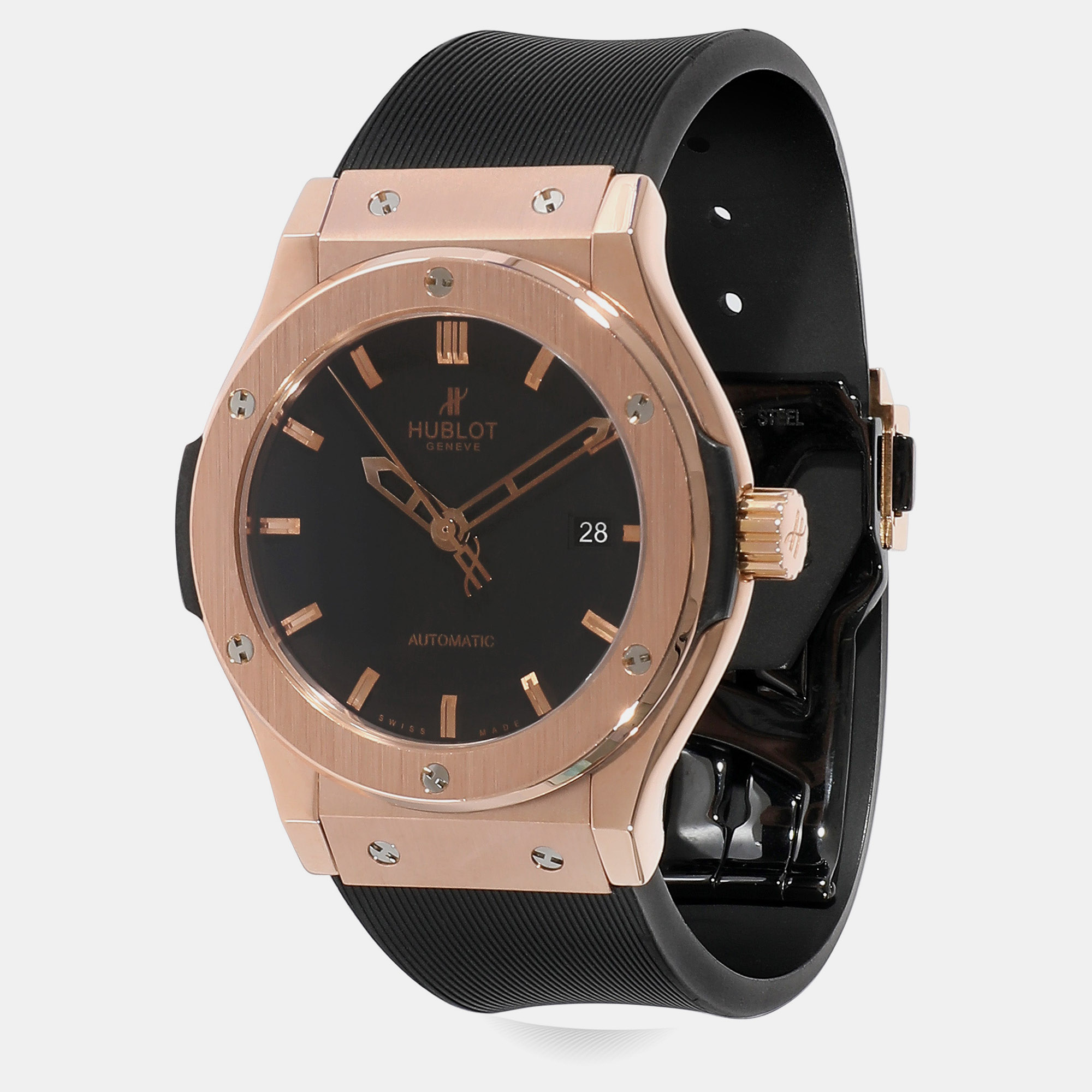 Hublot Black 18k Rose Gold Classic Fusion 542.OX.1180.LR Automatic Men's Wristwatch 42 Mm
