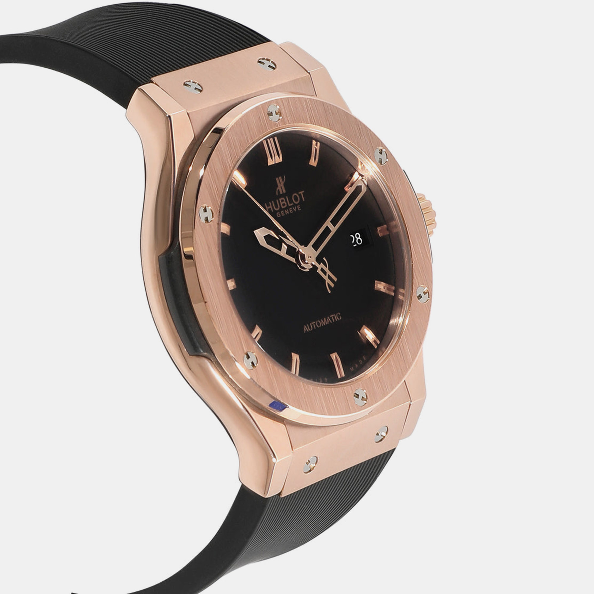 Hublot Black 18k Rose Gold Classic Fusion 542.OX.1180.LR Automatic Men's Wristwatch 42 Mm