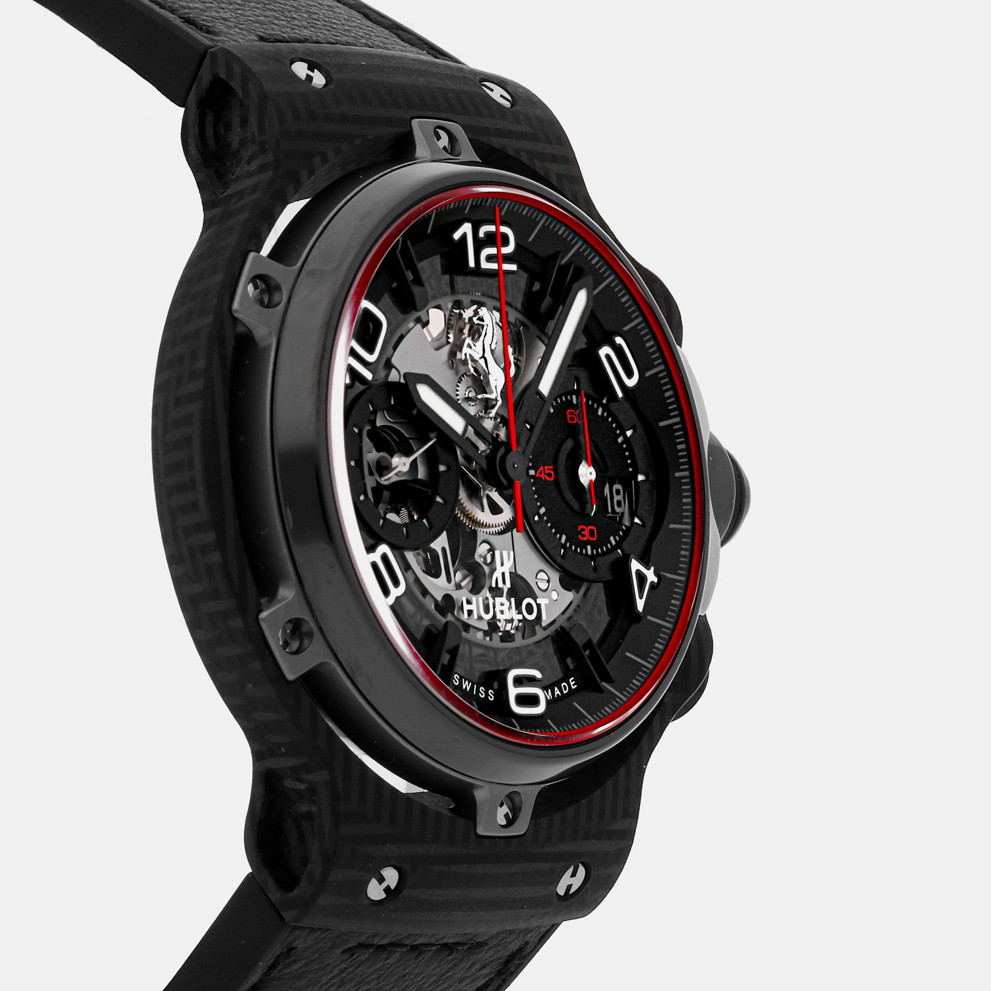Hublot Black Ceramic Ferrari GT Unico 526.QB.0124.VR Automatic Men's Wristwatch 45 Mm