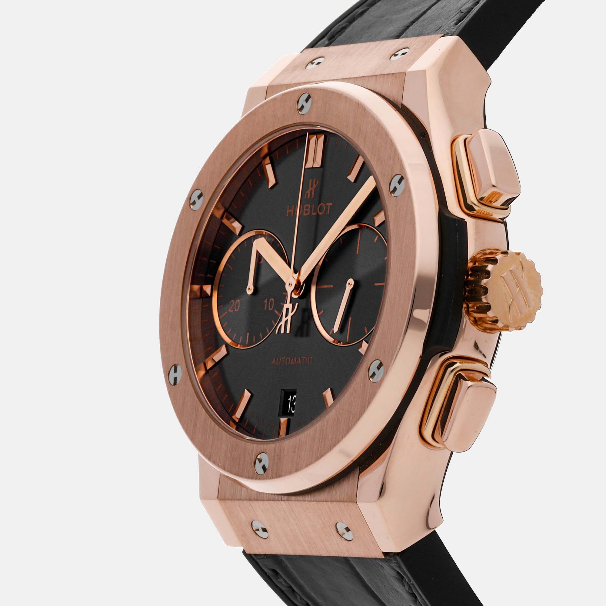 Hublot Grey 18k Rose Gold Classic Fusion 521.OX.7081.LR Automatic Men's Wristwatch 45 Mm