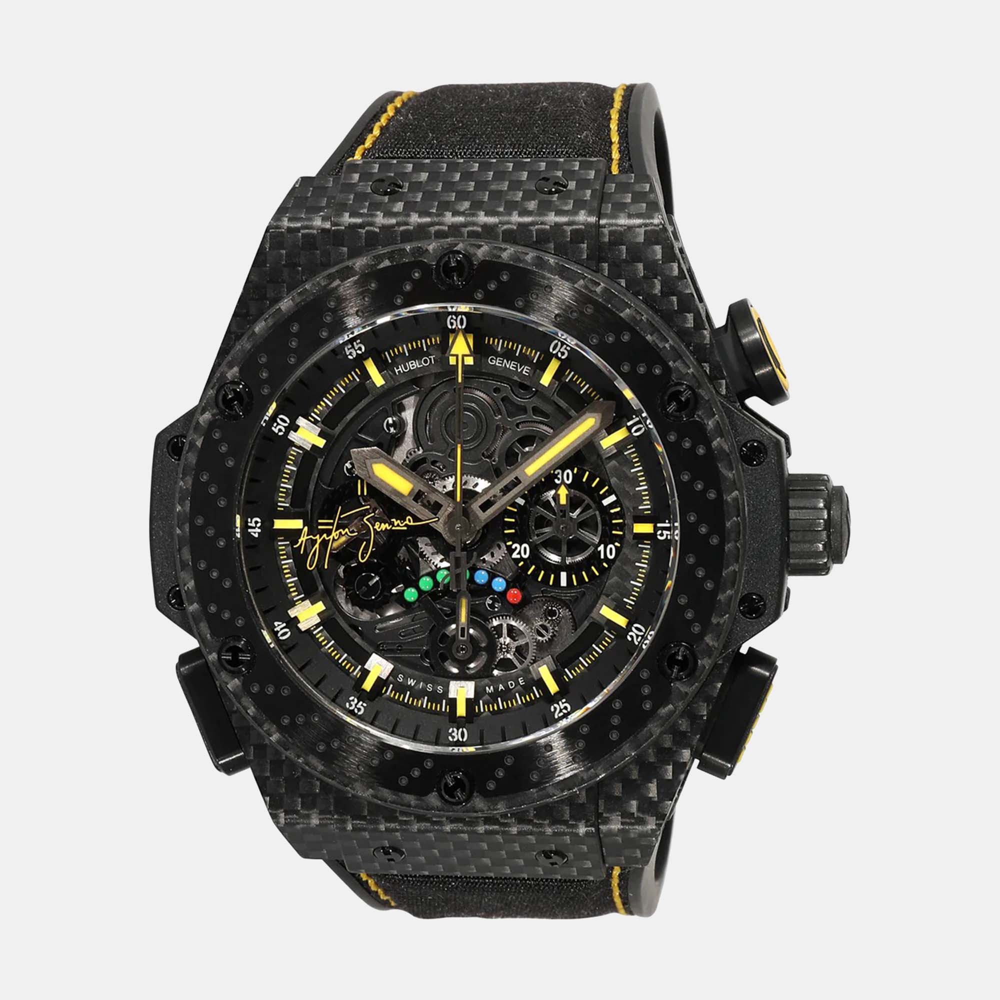 Hublot Black Carbon Fiber King Power 719.QM.1729.NR.AES10 Automatic Men's Wristwatch 48 Mm