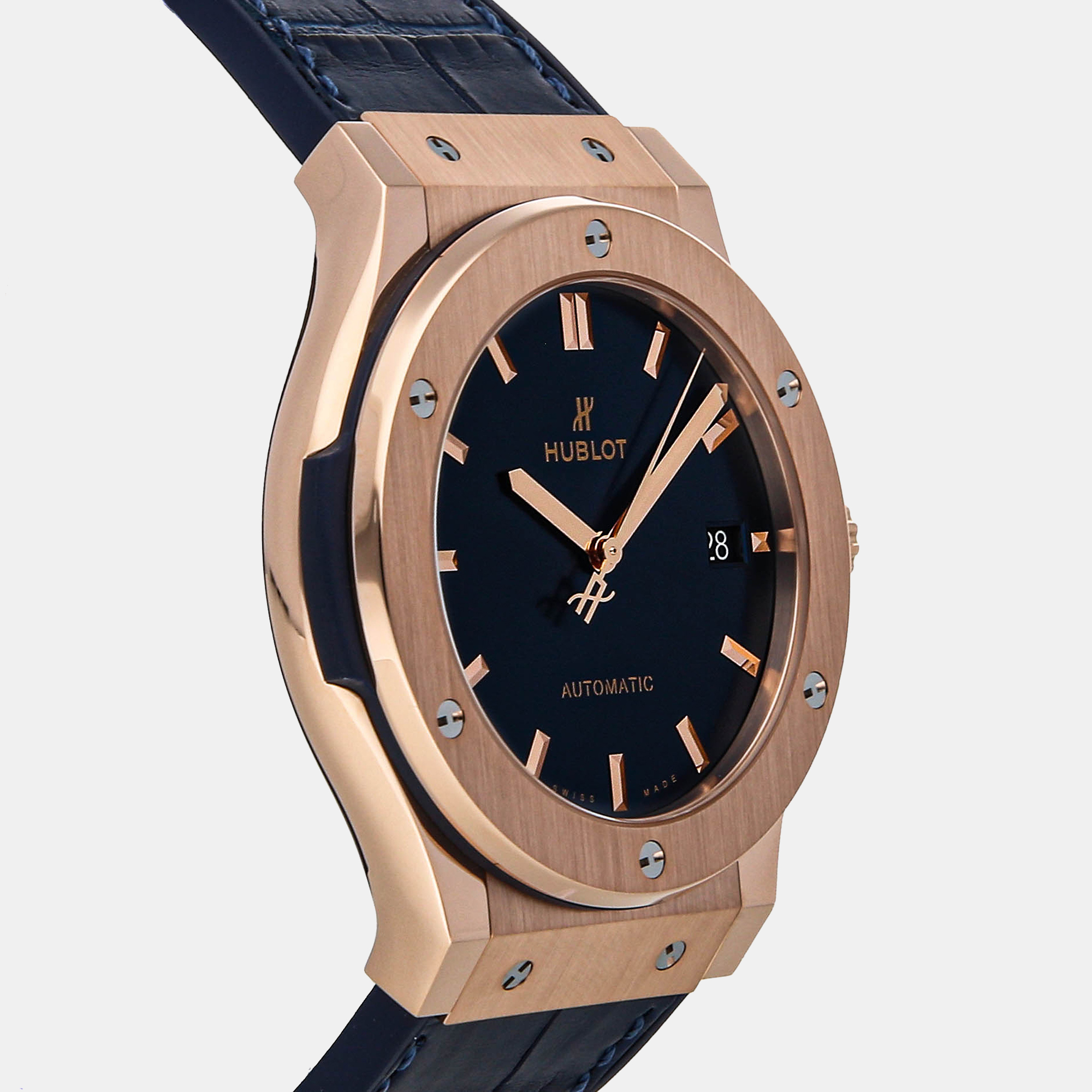 Hublot Blue 18k Rose Gold Classic Fusion 511.OX.7180.LR Automatic Men's Wristwatch 45 Mm
