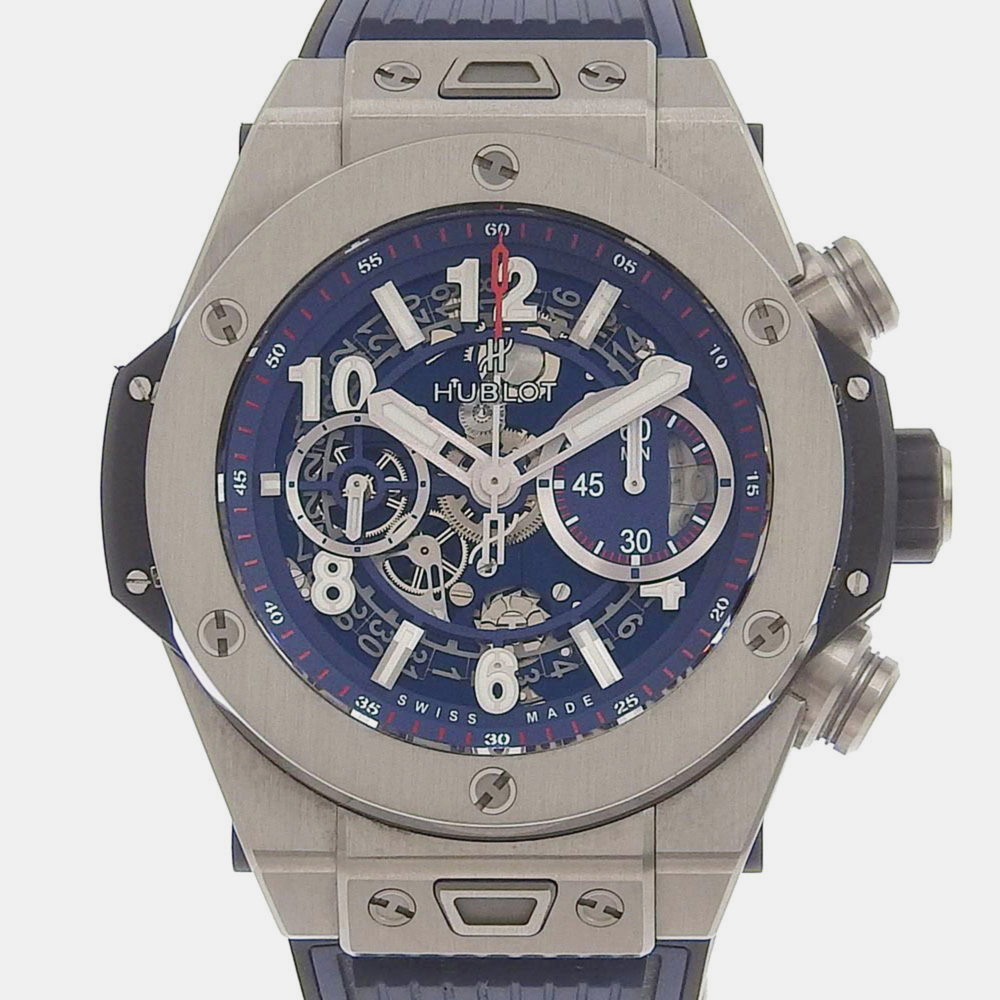 Hublot Blue Stainless Steel Big Bang 411.NX.5179.RX Automatic Chronograph Men's Wristwatch 48 Mm
