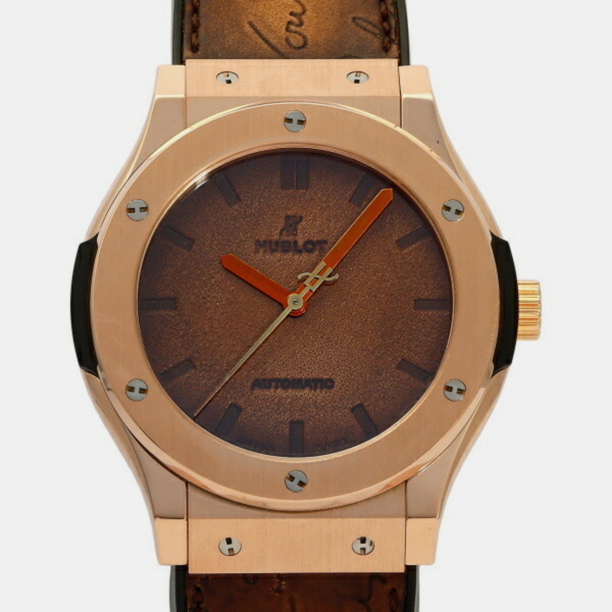 Hublot Brown 18k Rose Gold Classic Fusion 511.OX.0500.VR.BER16 Automatic Men's Wristwatch 45 Mm