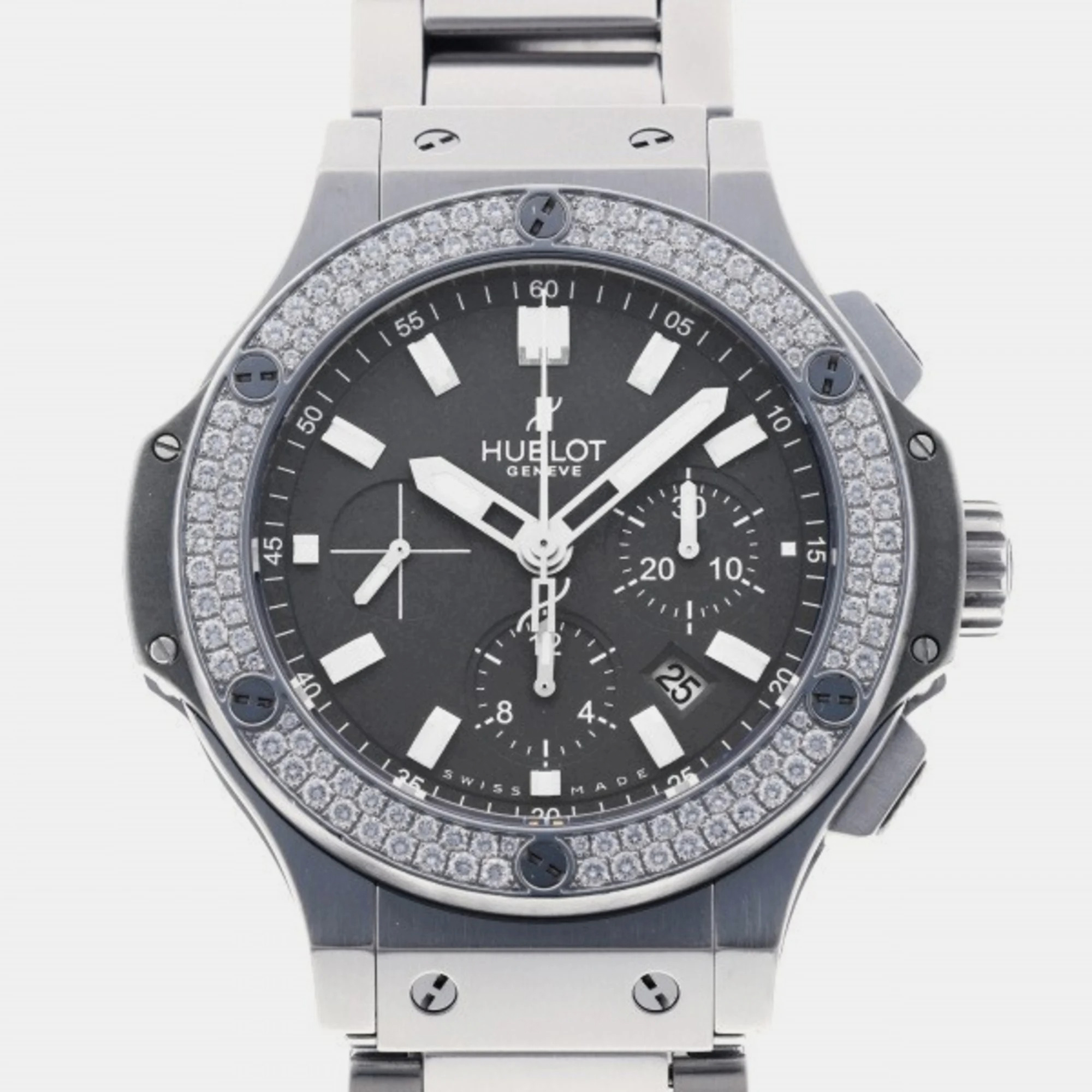 Hublot Grey Diamond Stainless Steel Big Bang 301.ST.5020.ST.1104 Automatic Men's Wristwatch 44 mm