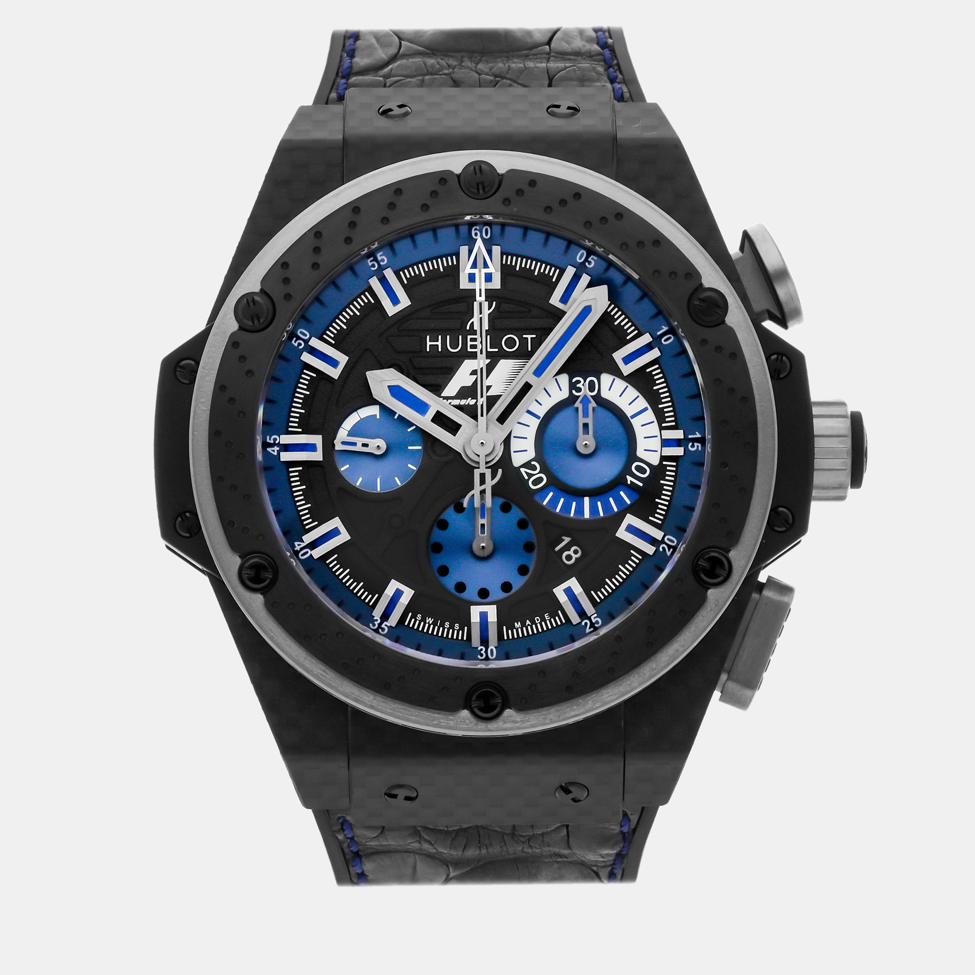 Hublot Black Carbon Fiber King Power 703.QM.1129.HR.FIL11 Automatic Men's Wristwatch 48 Mm