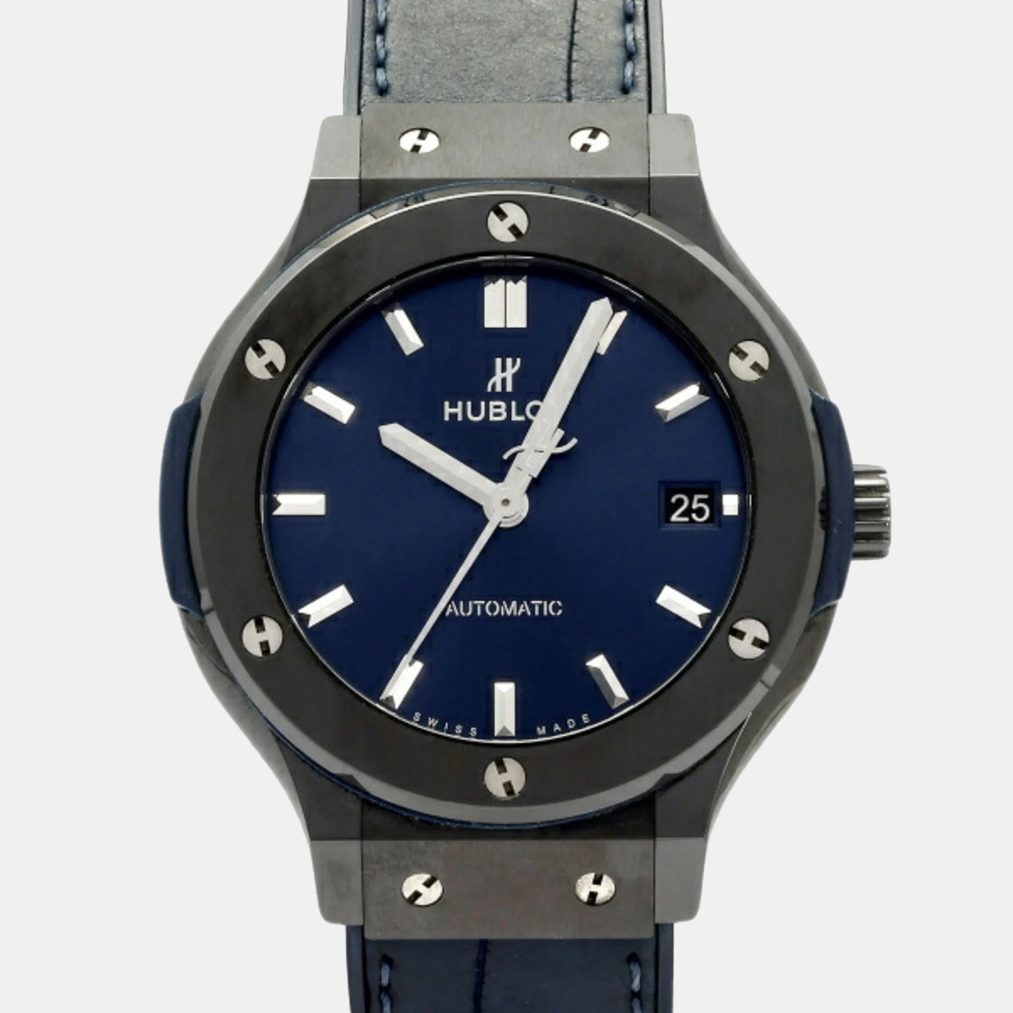 Hublot Blue Ceramic Classic Fusion 565.CM.7170.LR Automatic Men's Wristwatch 38 Mm