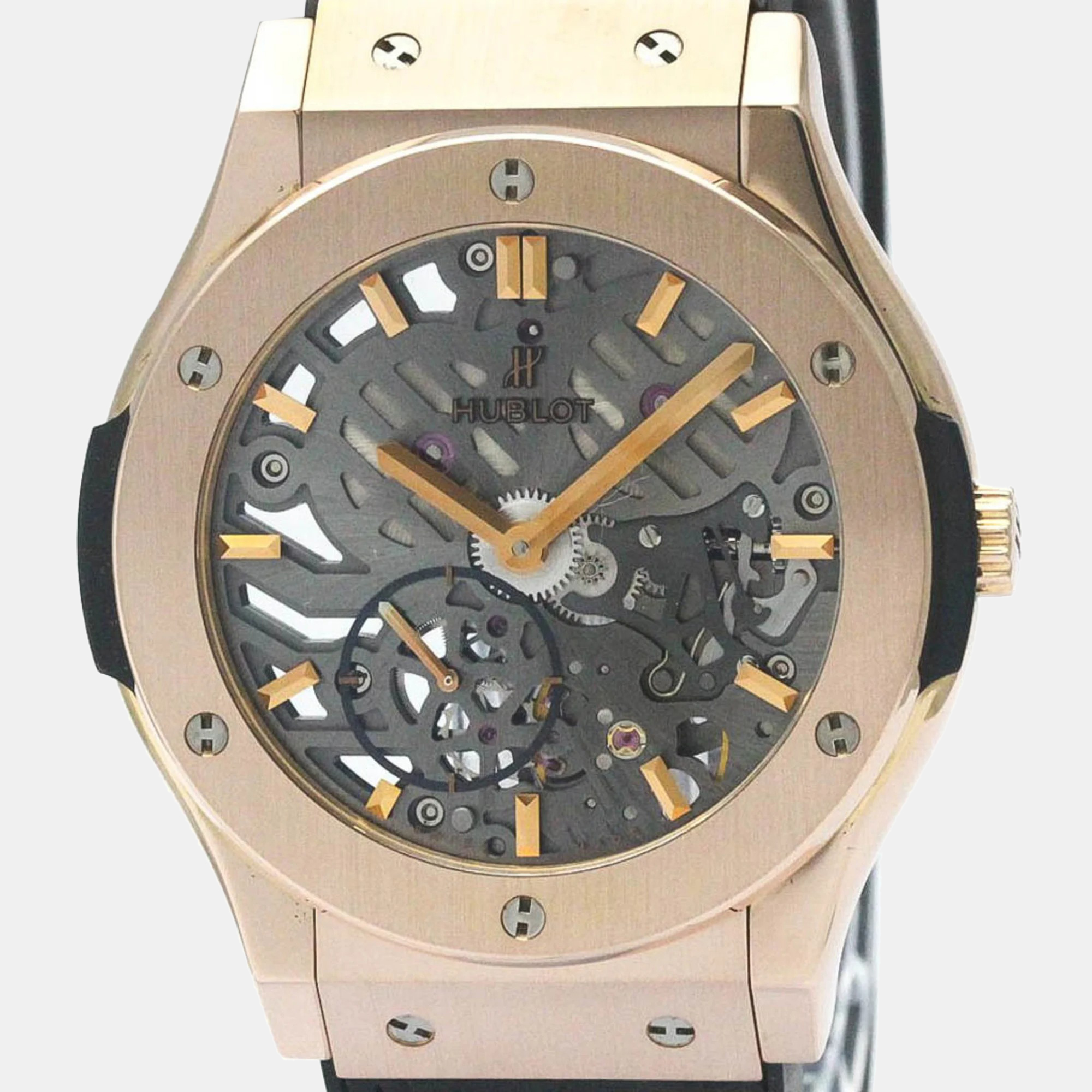 Hublot grey 18k rose gold classic fusion 545.ox.0180.lr manual winding men's wristwatch 42 mm