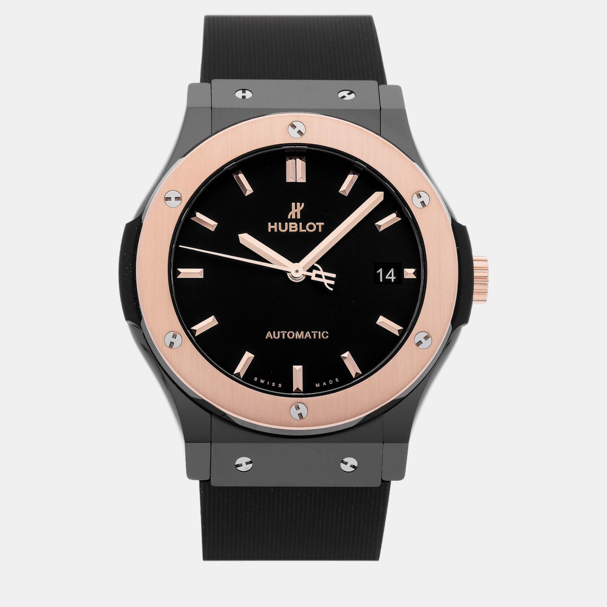 Hublot black ceramic classic fusion 511.co.1181.rx automatic men's wristwatch 45 mm