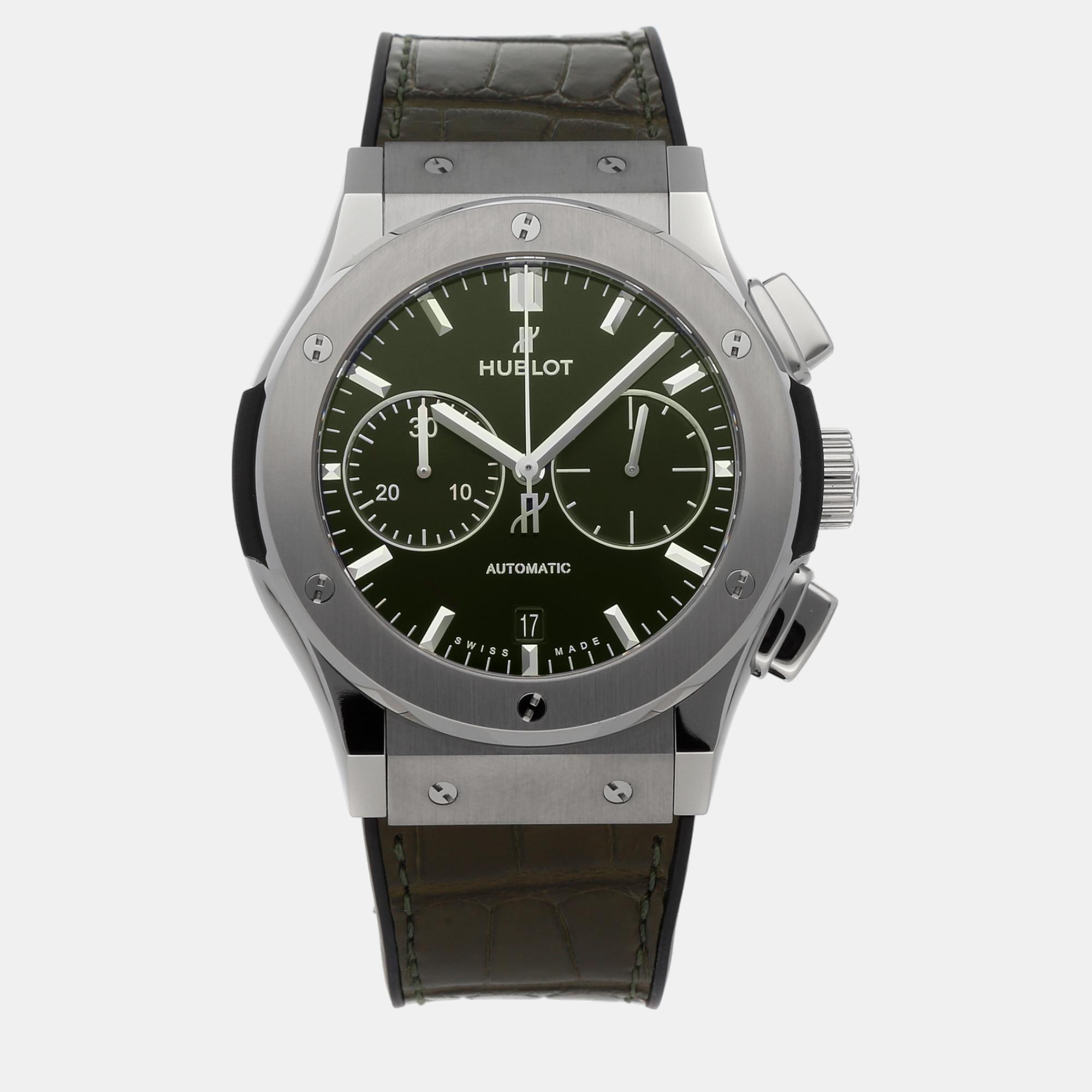 Hublot green titanium classic fusion 521.nx.8970.lr automatic men's wristwatch 45 mm