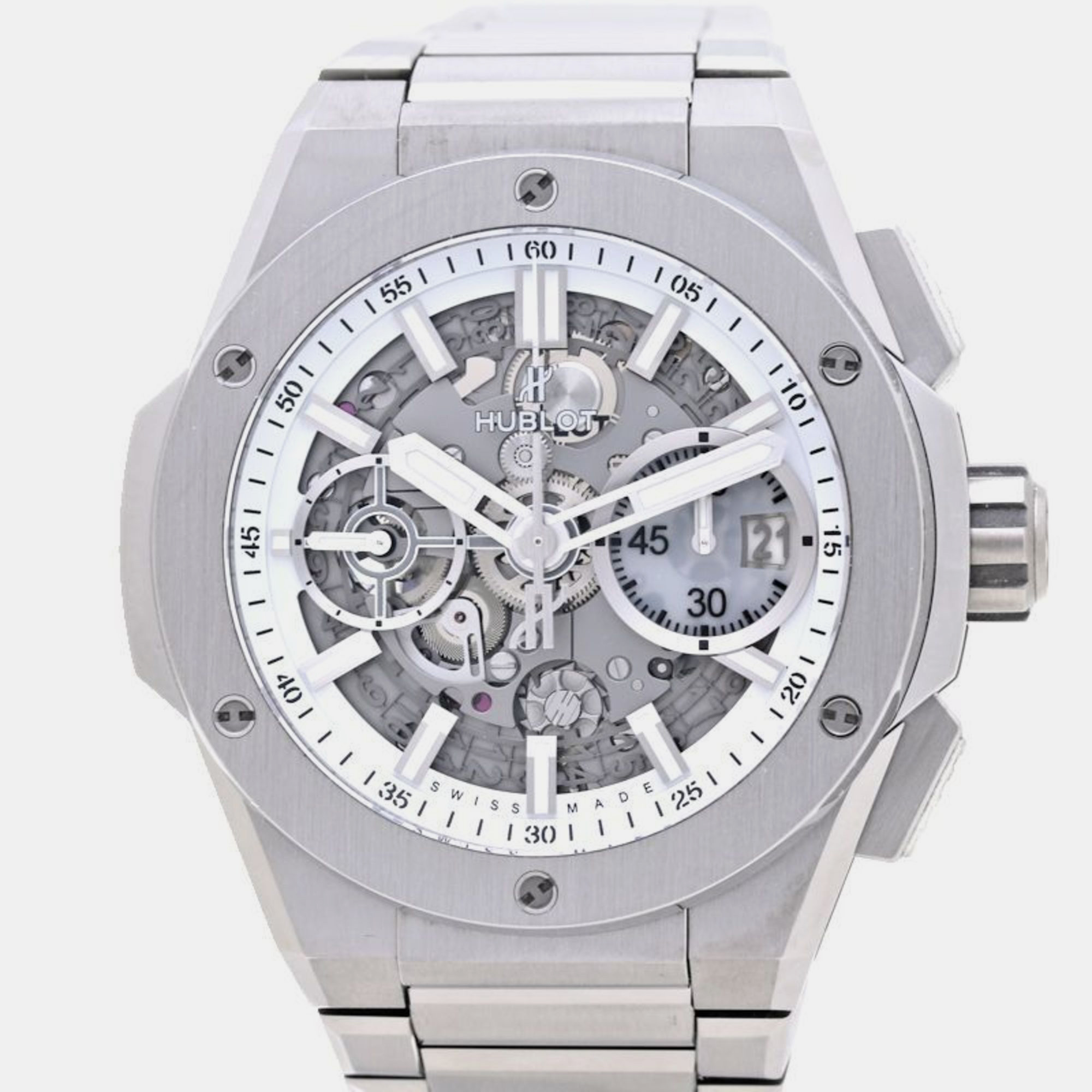 Hublot transparent titanium  big bang 451.ne.2010.nx.jpn automatic men's wristwatch 44 mm