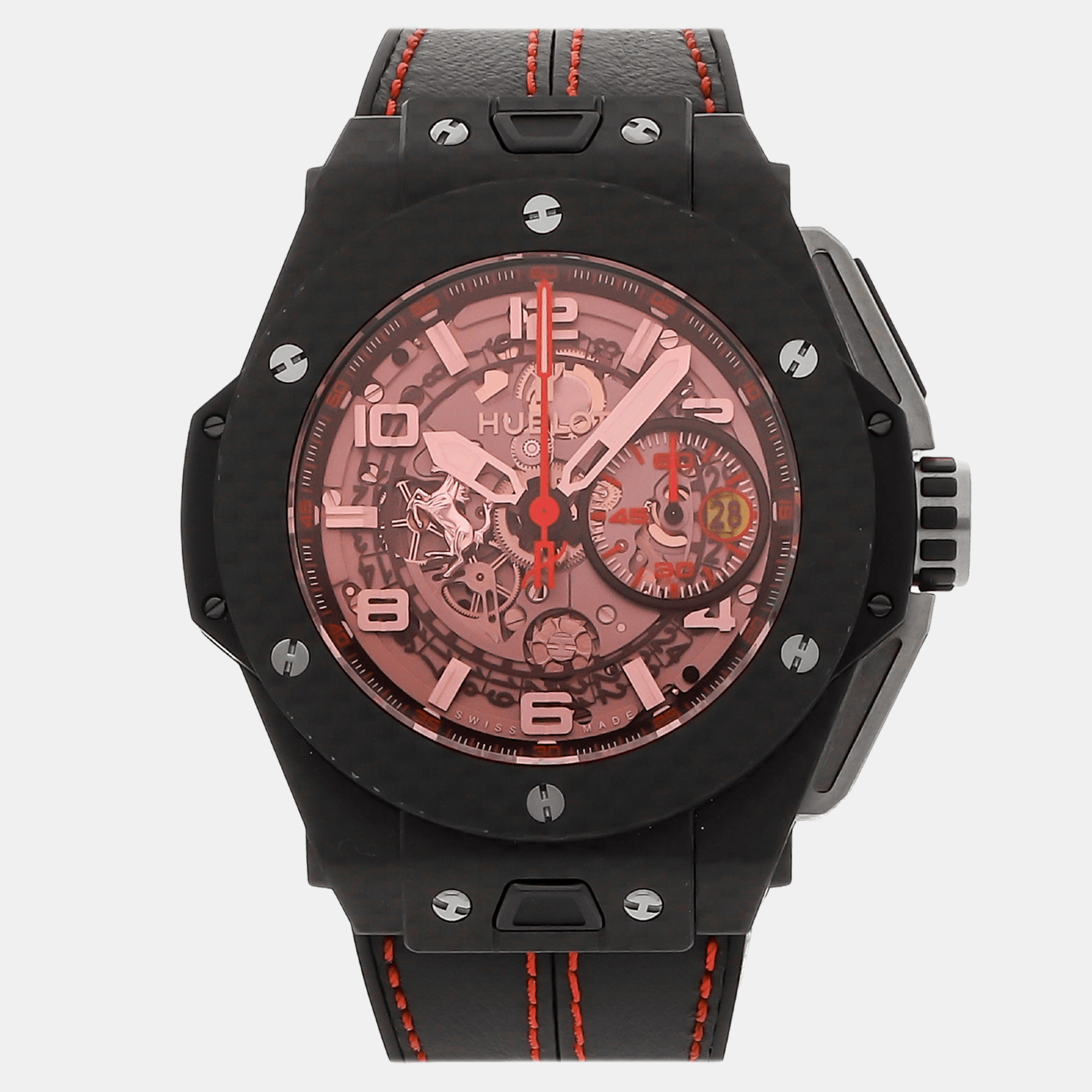 Hublot red carbon fiber big bang ferrari automatic men's wristwatch 45 mm