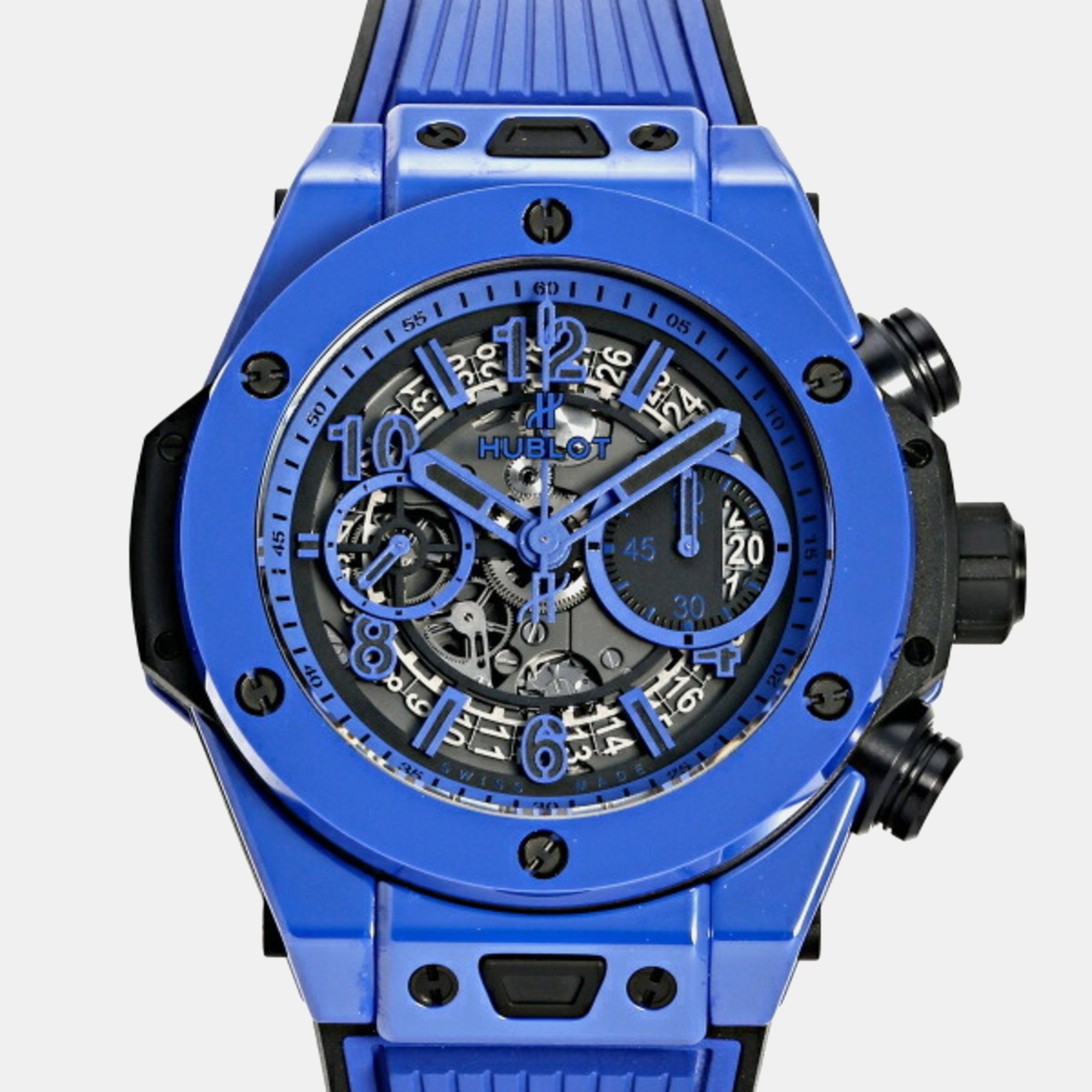 Hublot blue ceramic big bang 411.es.5119.rx automatic men's wristwatch 45 mm