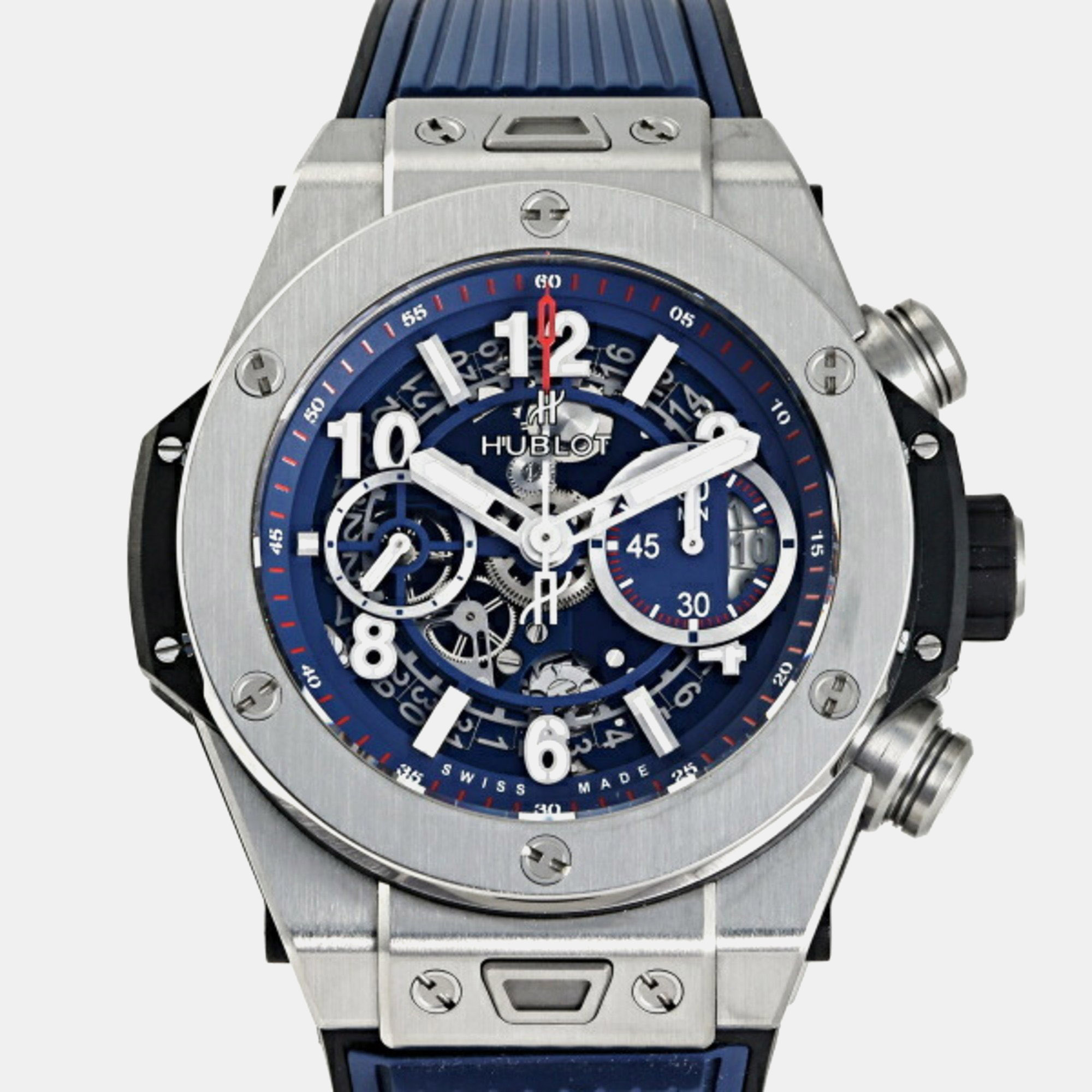 Hublot blue titanium big bang automatic men's wristwatch 45 mm