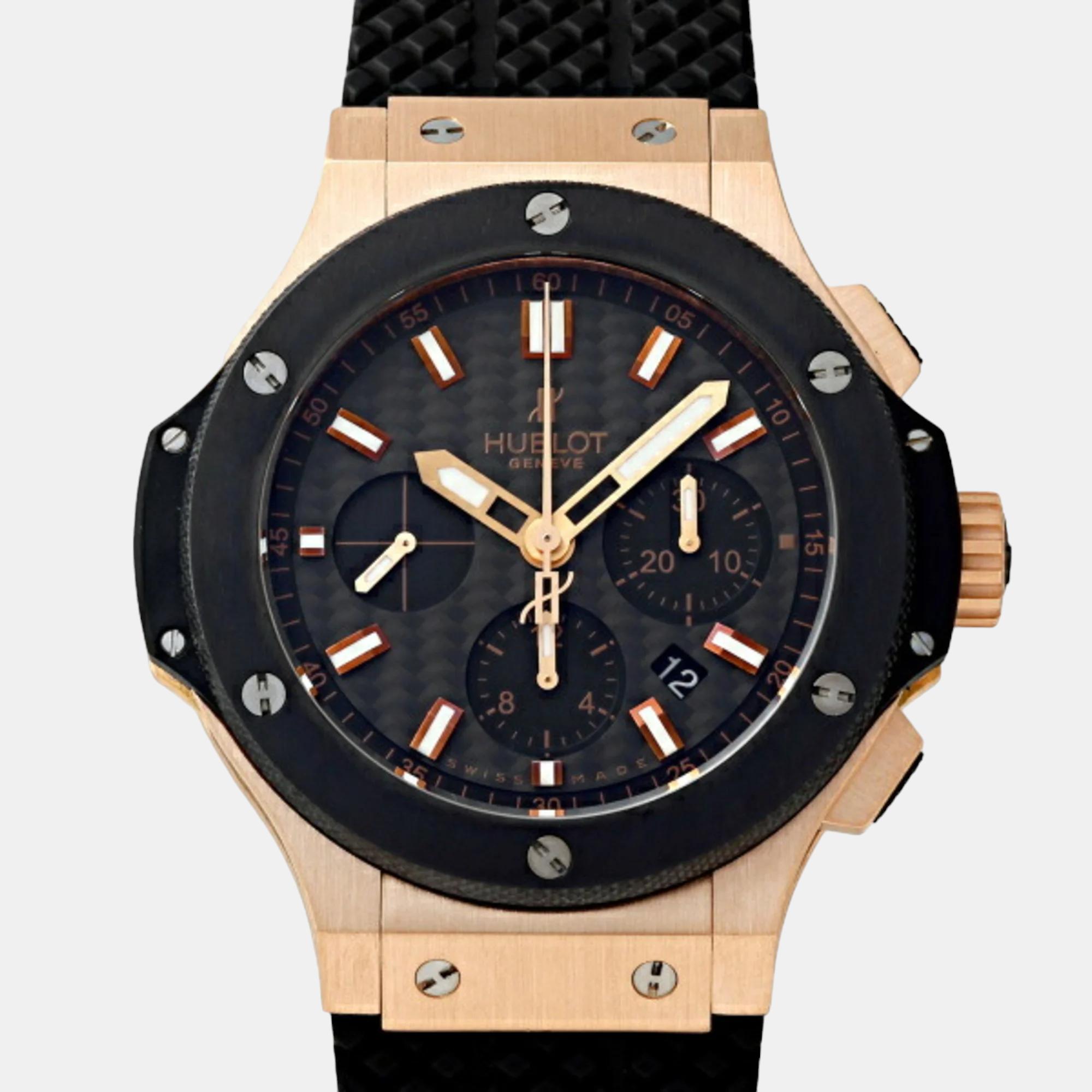 Hublot black 18k rose gold ceramic big bang 301.pm.1780.gr automatic men's wristwatch 44 mm