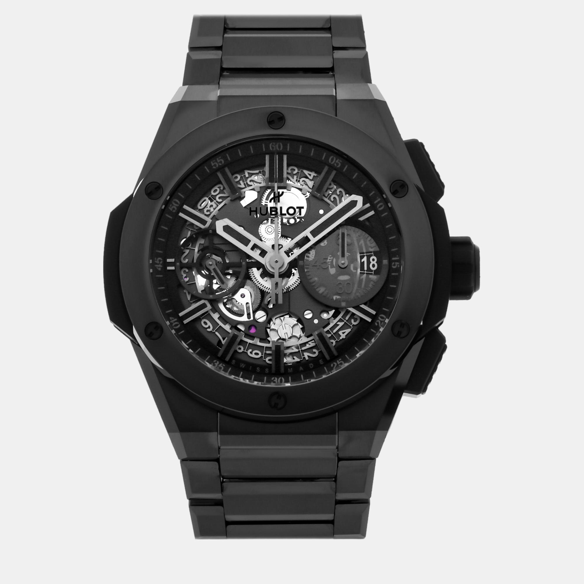 Hublot black ceramic big bang 451.cx.1140.cx automatic men's wristwatch 42 mm