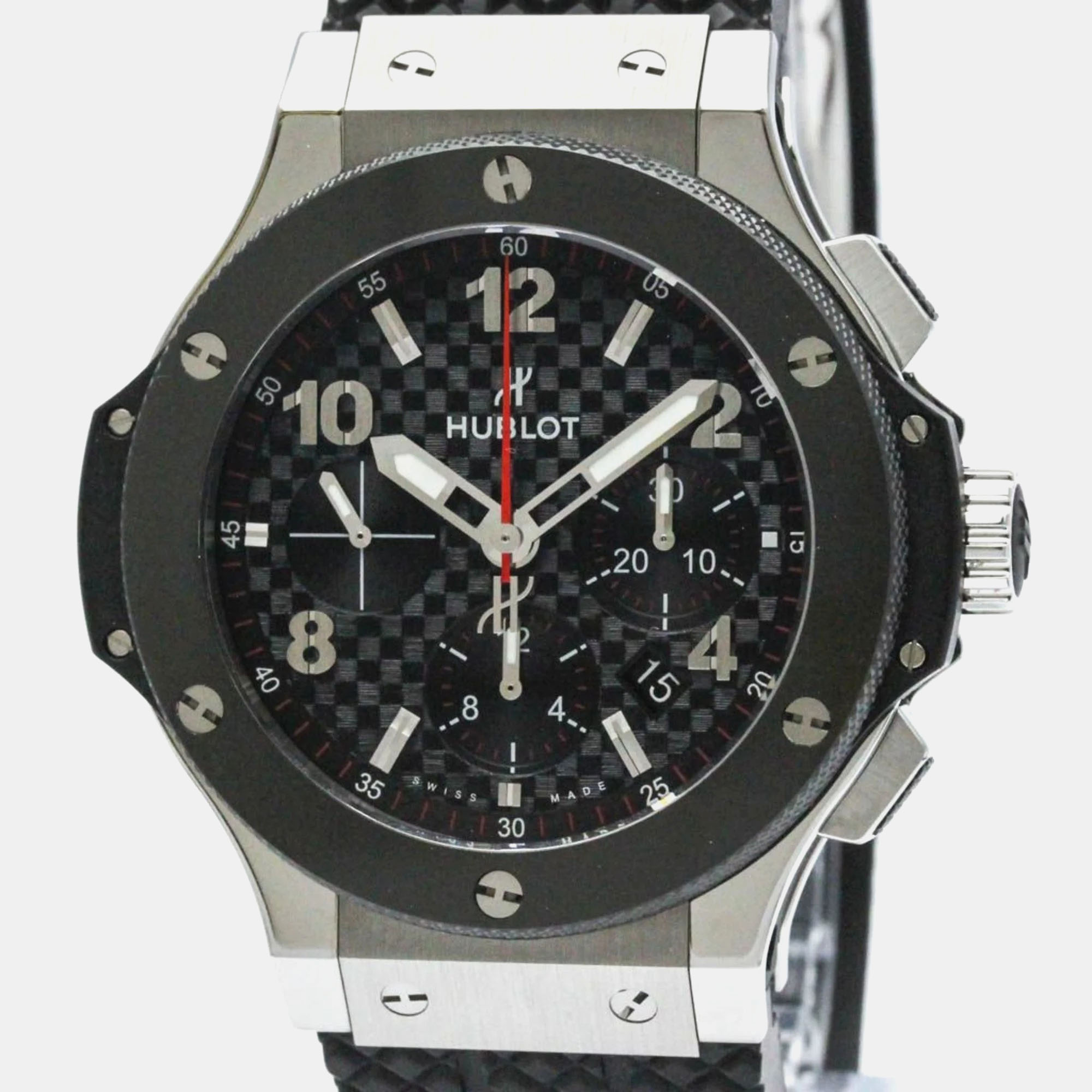 Hublot black stainless steel ceramic big bang 301.sb.131.rx automatic men's wristwatch 44 mm
