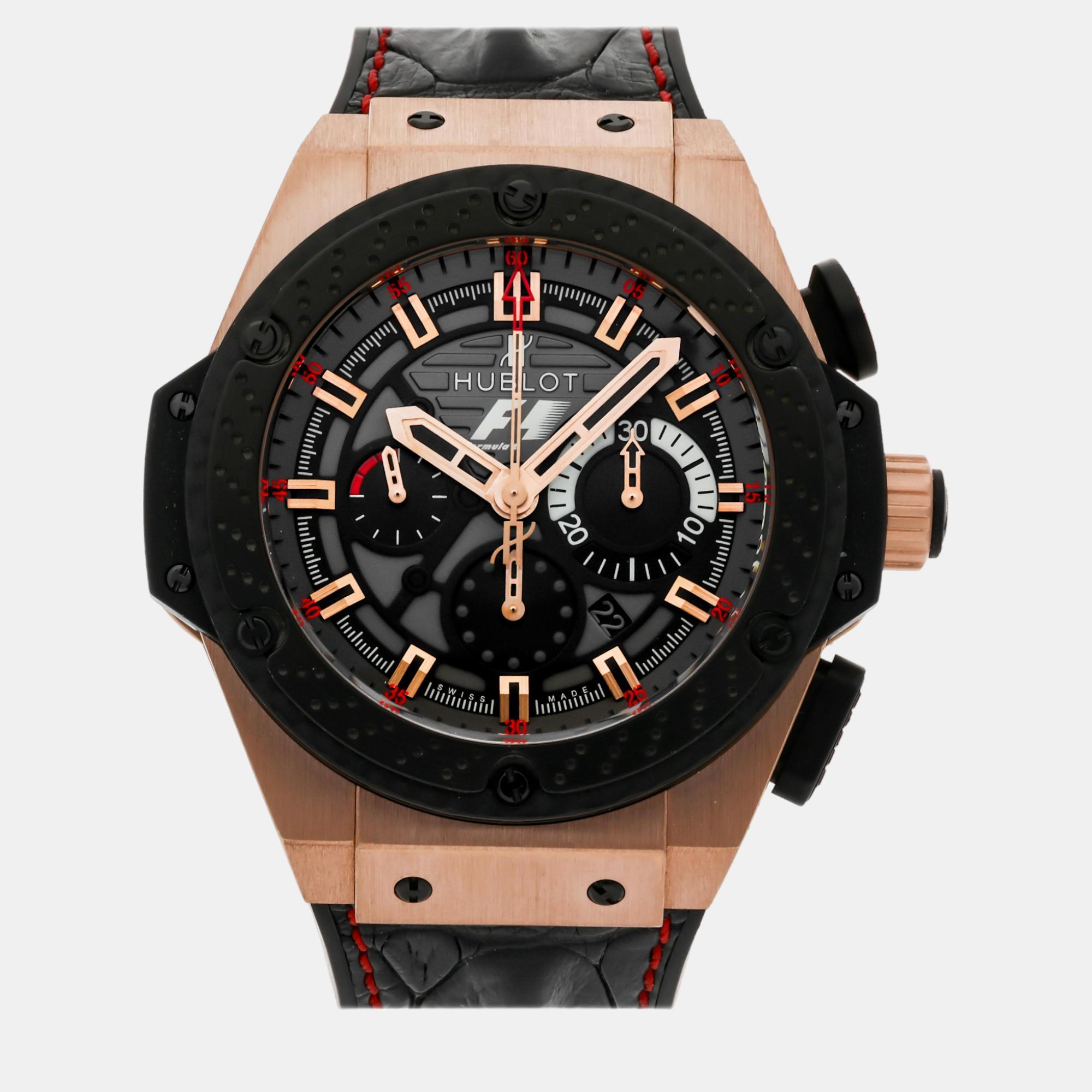 Hublot black 18k rose gold big bang king power automatic men's wristwatch 48 mm