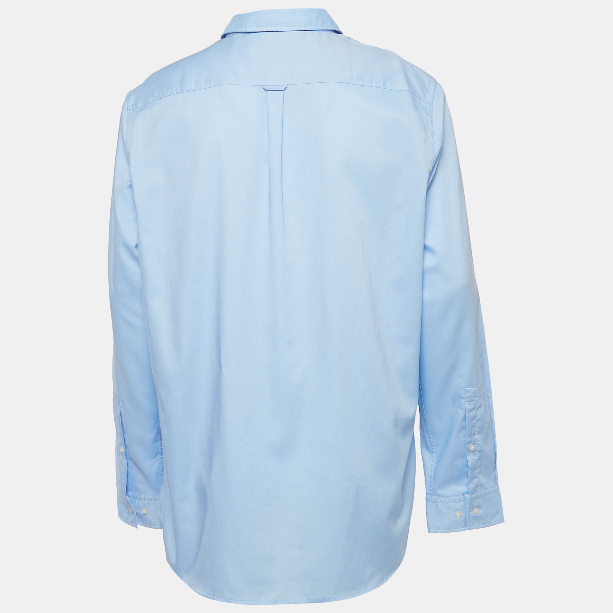 Hugo Boss Blue Logo Embroidered Cotton Long Sleeve Shirt XXXL