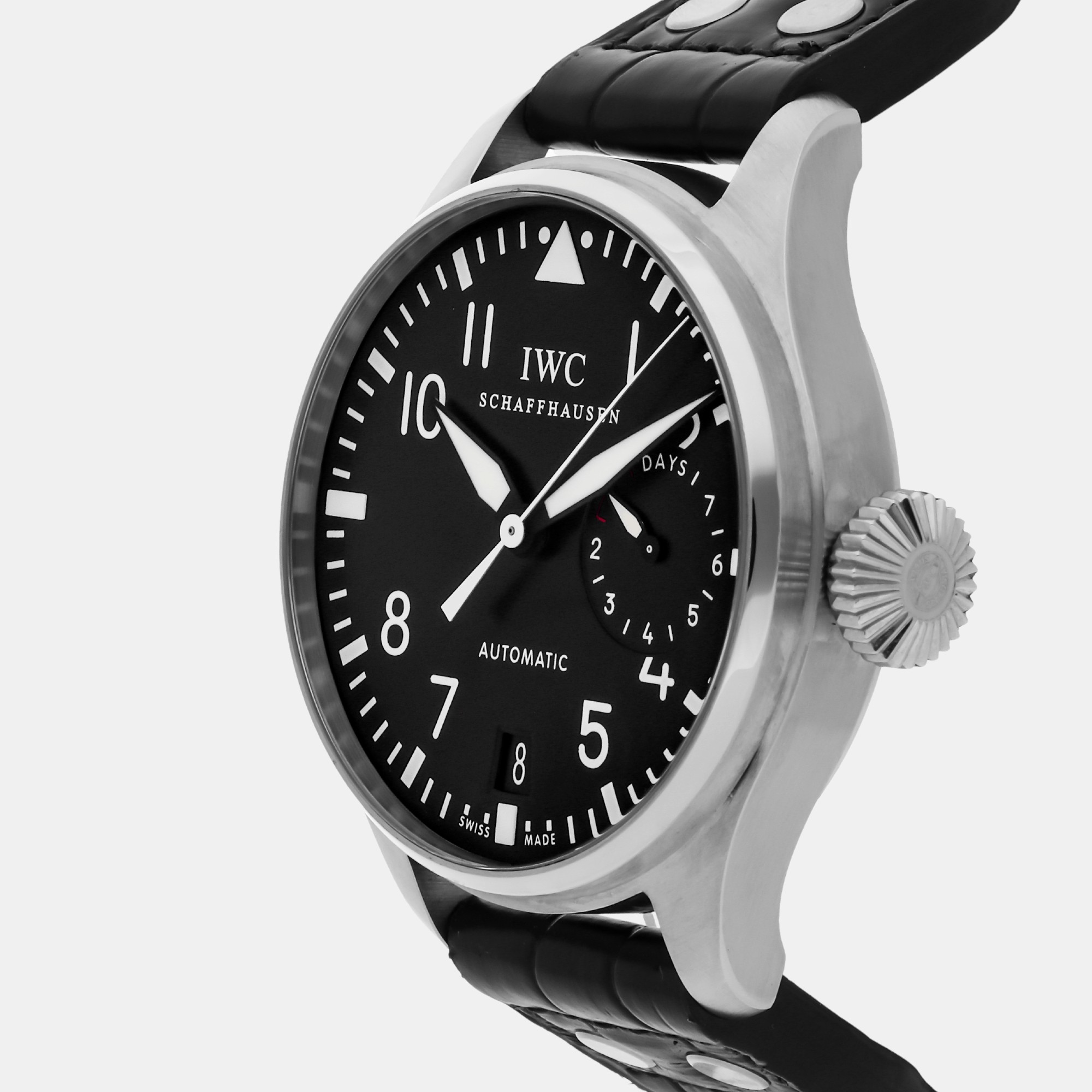 IWC Black Stainless Steel Big Pilot's IW5004-01 Automatic Men's Wristwatch 46 Mm