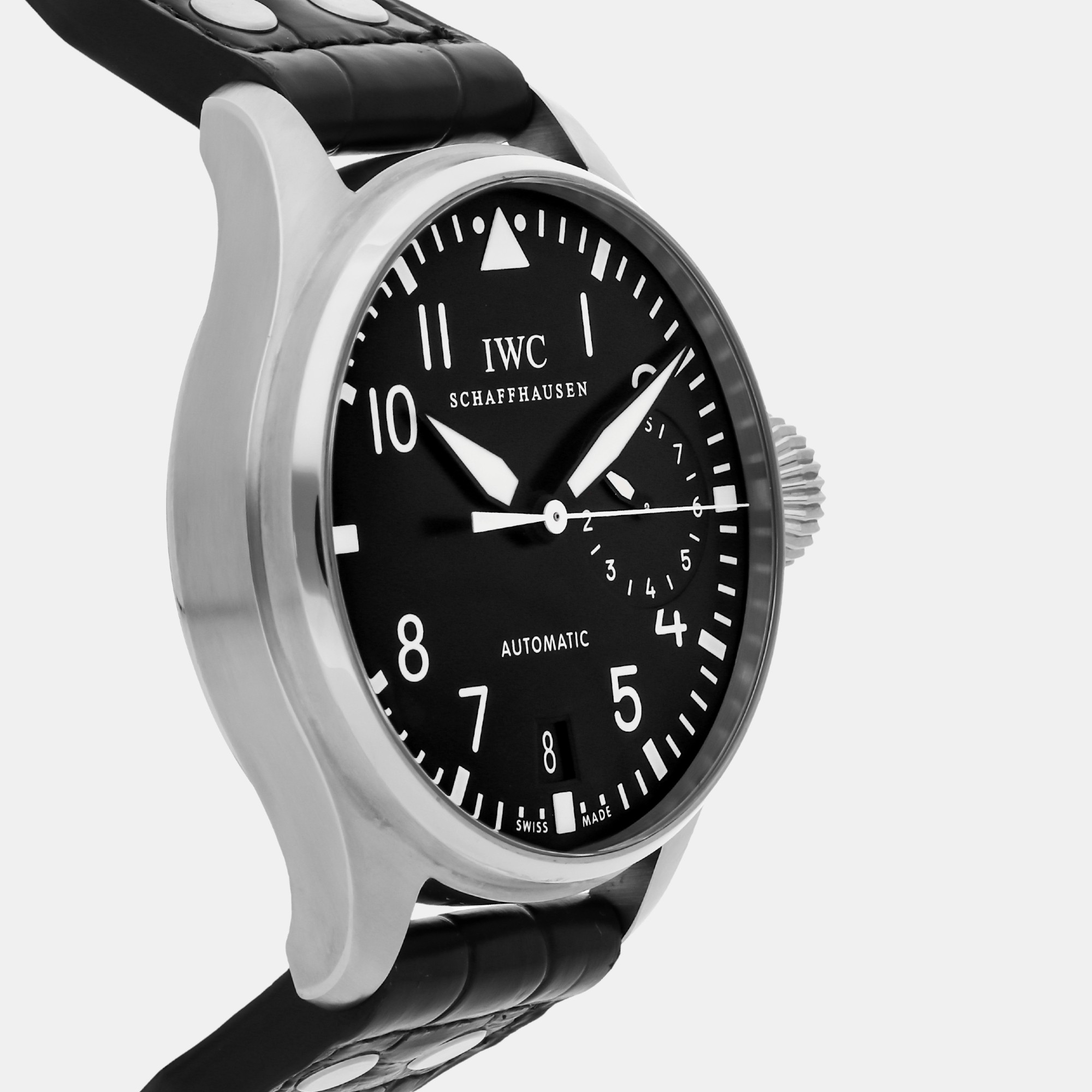 IWC Black Stainless Steel Big Pilot's IW5004-01 Automatic Men's Wristwatch 46 Mm