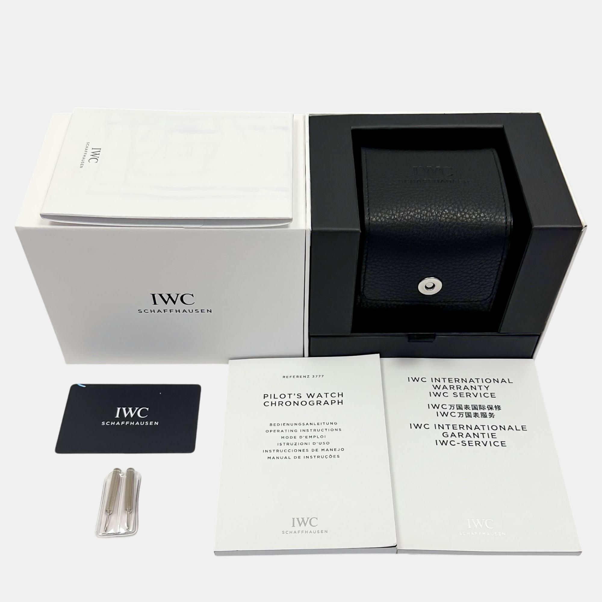 IWC Black Stainless Steel Pilot's IW3777-10 Automatic Men's Wristwatch 43 Mm