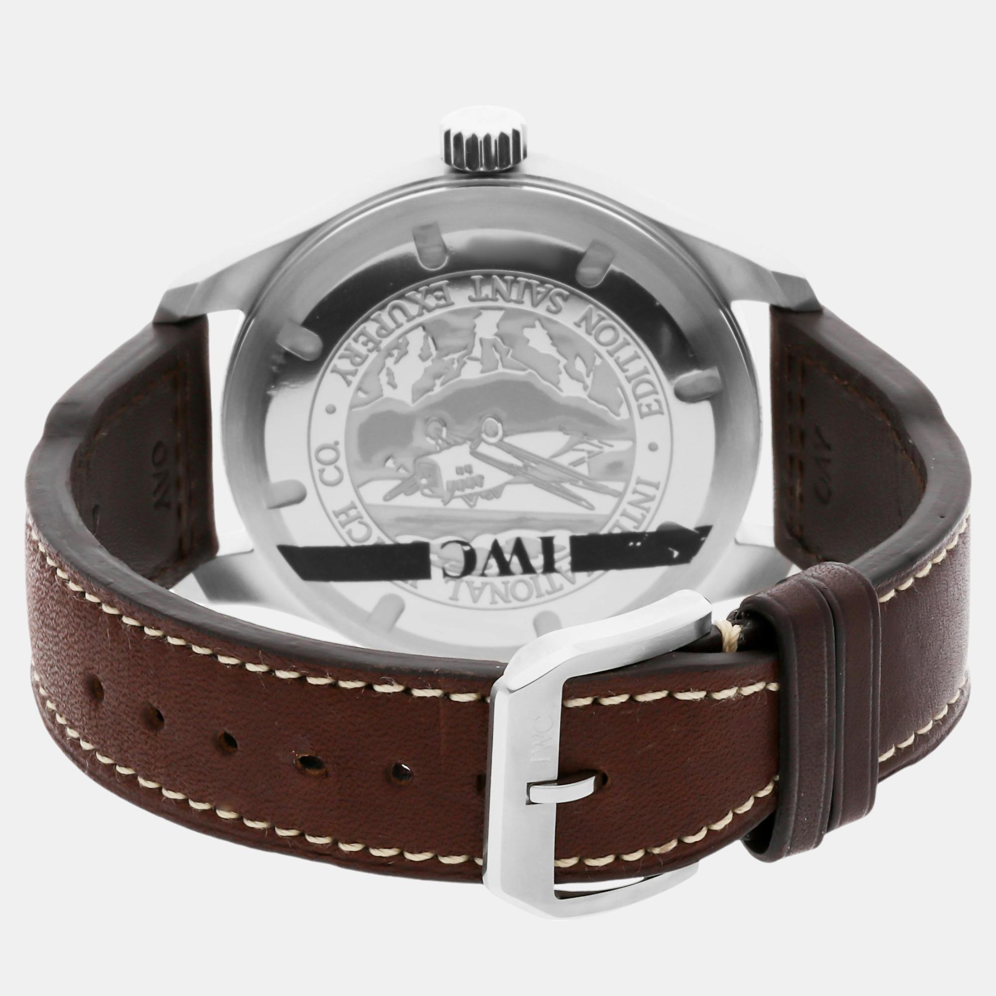 IWC Brown Stainless Steel Pilot's IW3261-04 Automatic Men's Wristwatch 44 Mm