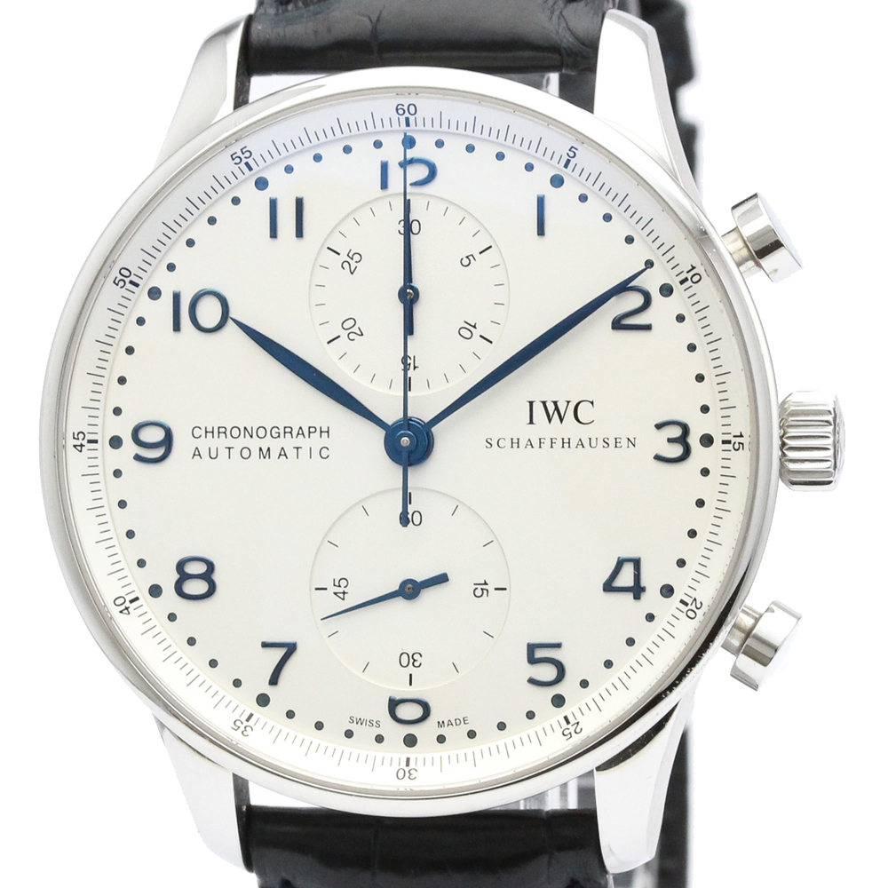 IWC White Stainless Steel Portugieser Chronograph Automatic IW371417 Men's Wristwatch, Silver
IWC White Stainless Steel Portugieser Chronograph Automatic IW371417 Men's Wristwatch, Silver