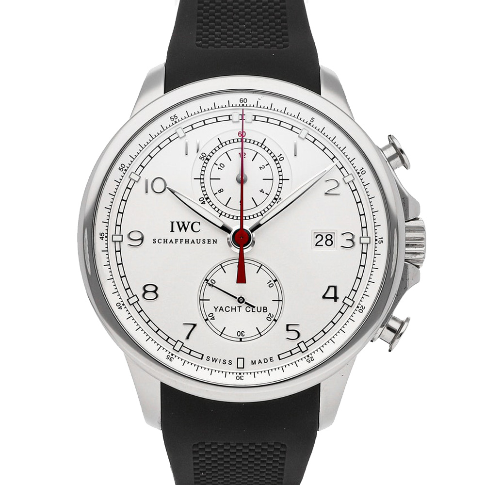IWC Silver Stainless Steel Portugieser Yacht Club Chronograph IW3902-06 Men's Wristwatch 45.5 MM