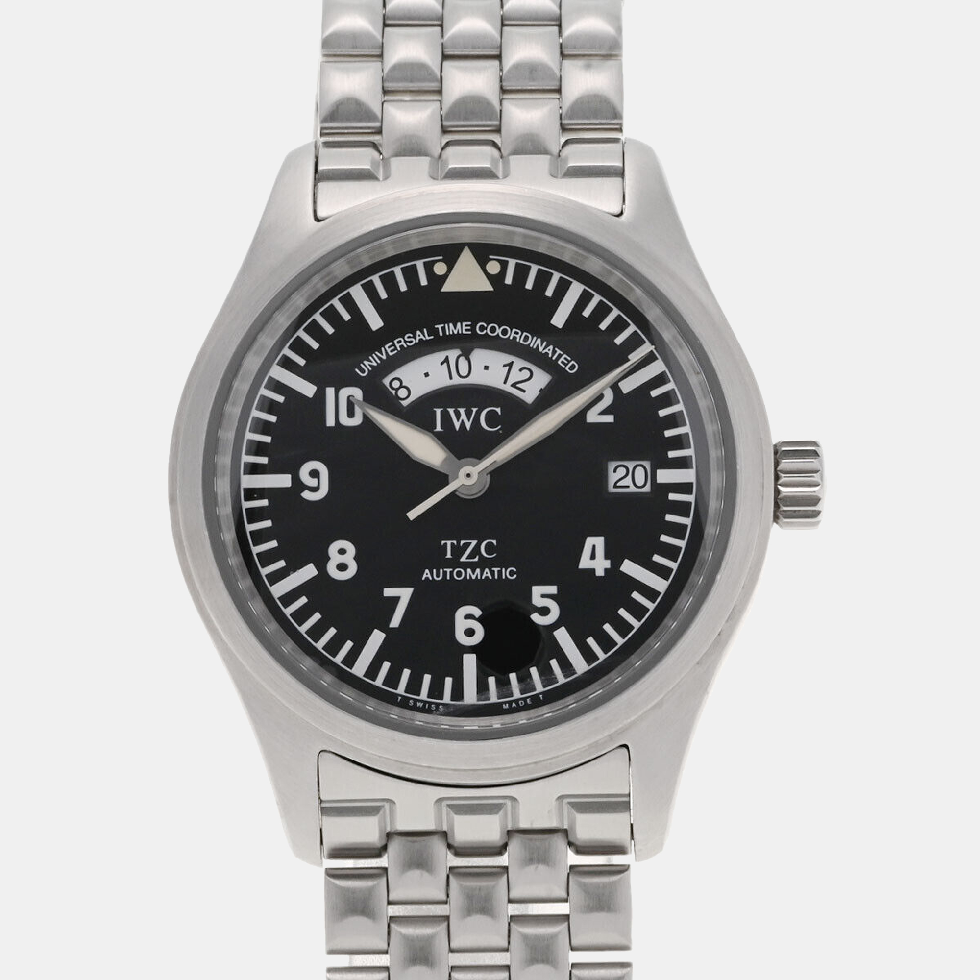 IWC Black Stainless Steel Pilot's IW325102 Men's Wristwatch 39 Mm