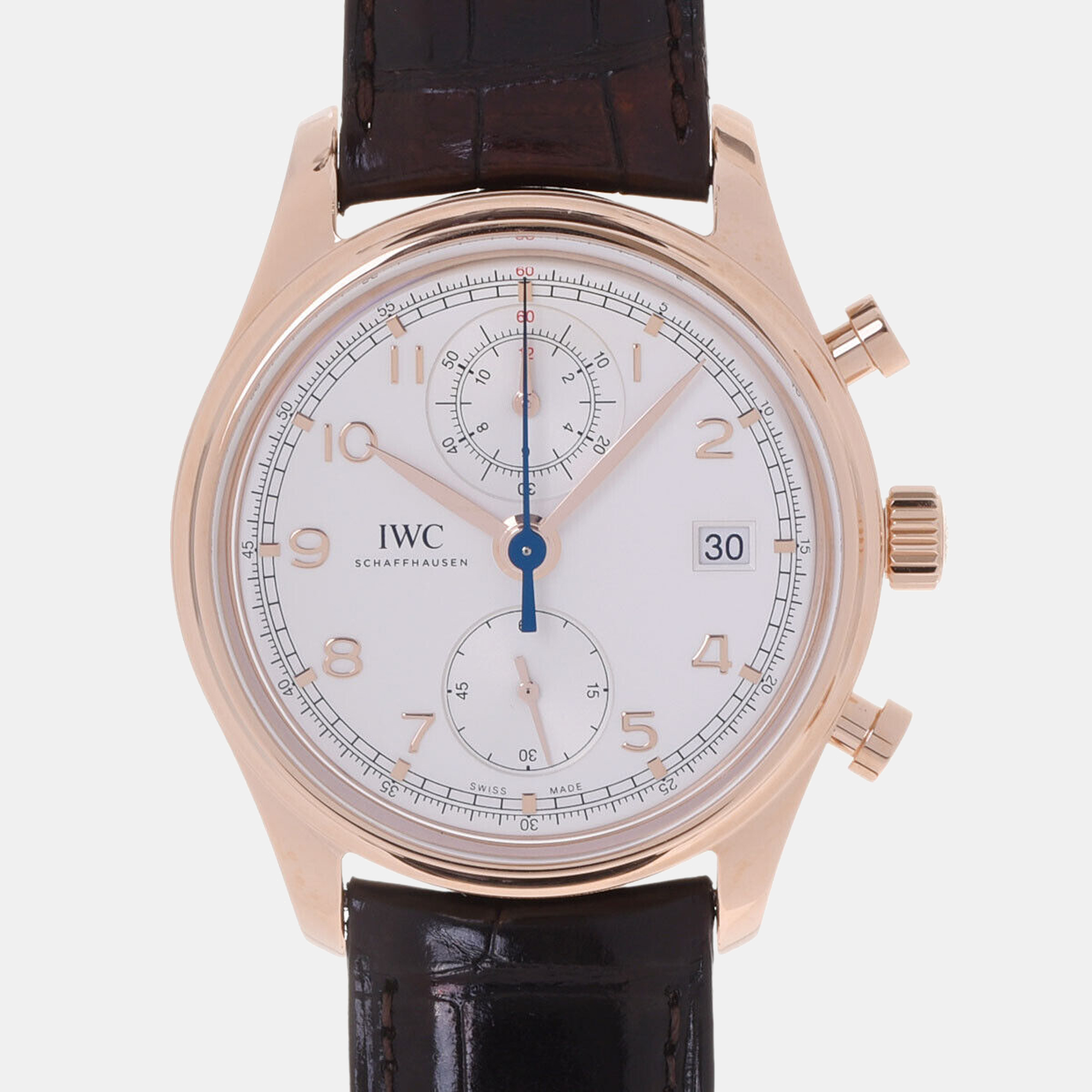 IWC Silver 18K Rose Gold Portuguese IW390402 Men's Wristwatch 42 Mm