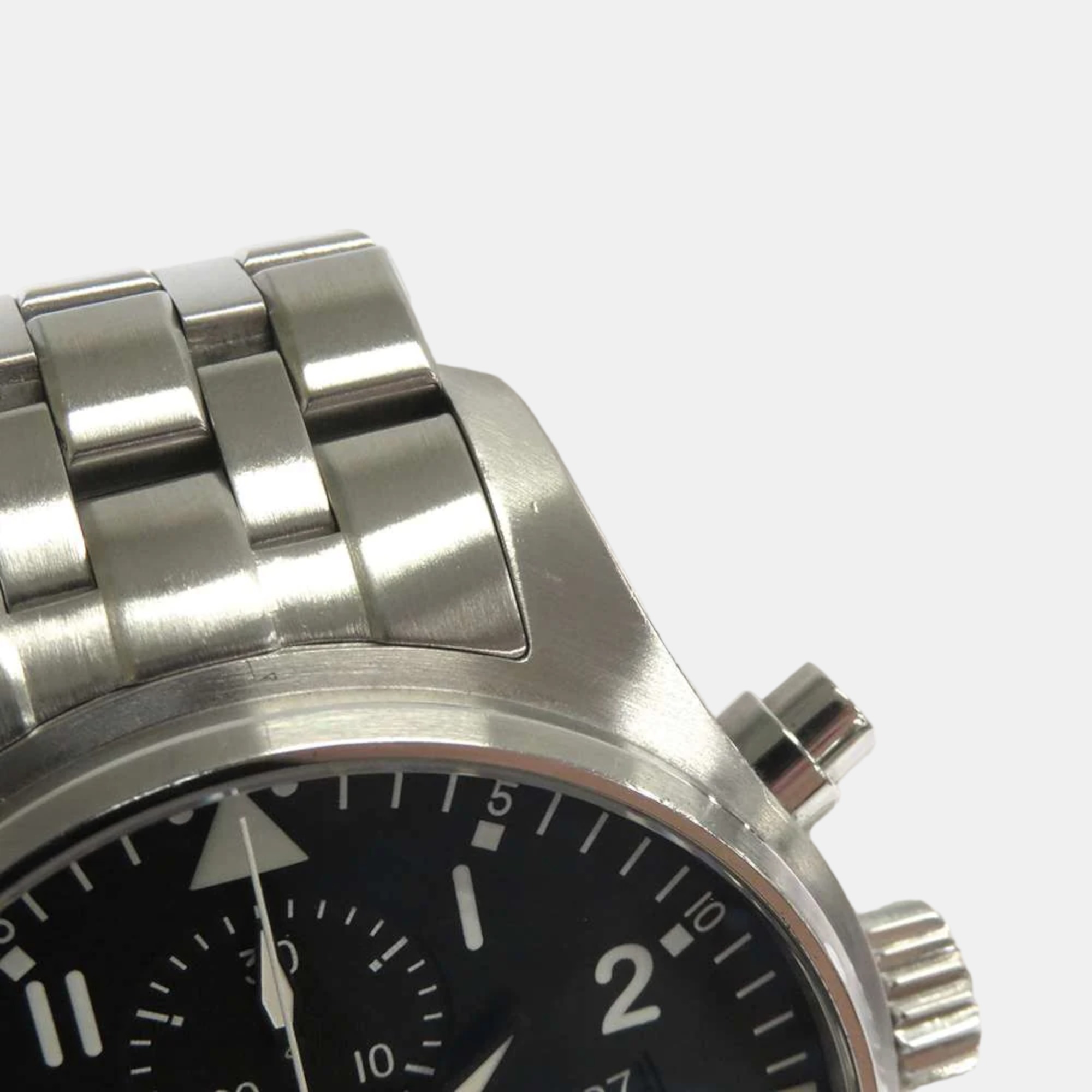 IWC Black Stainless Steel Pilot IW377704 Men's Wristwatch 43 Mm
