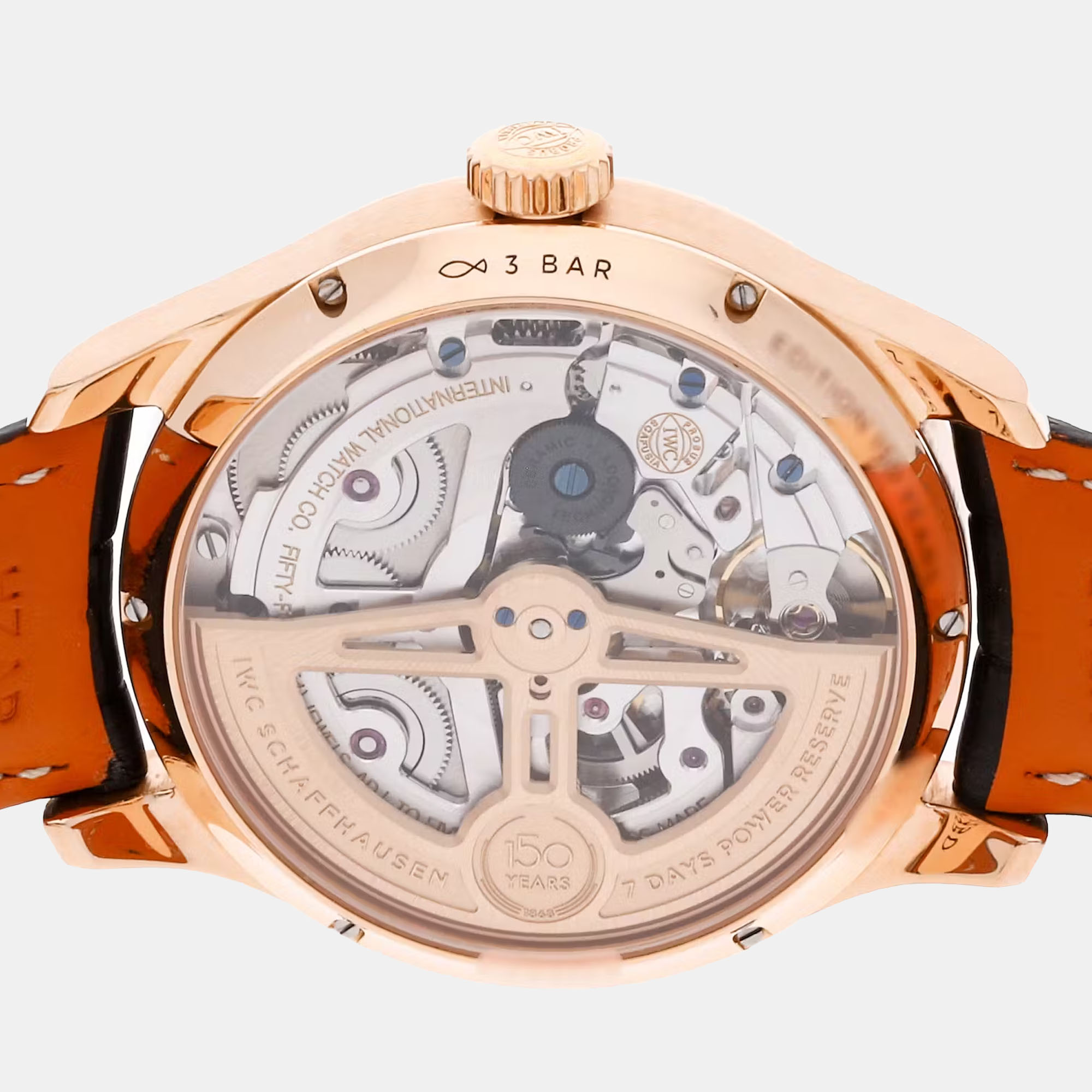 IWC White 18k Rose Gold Portugieser IW5034-05 Automatic Men's Wristwatch 44 Mm