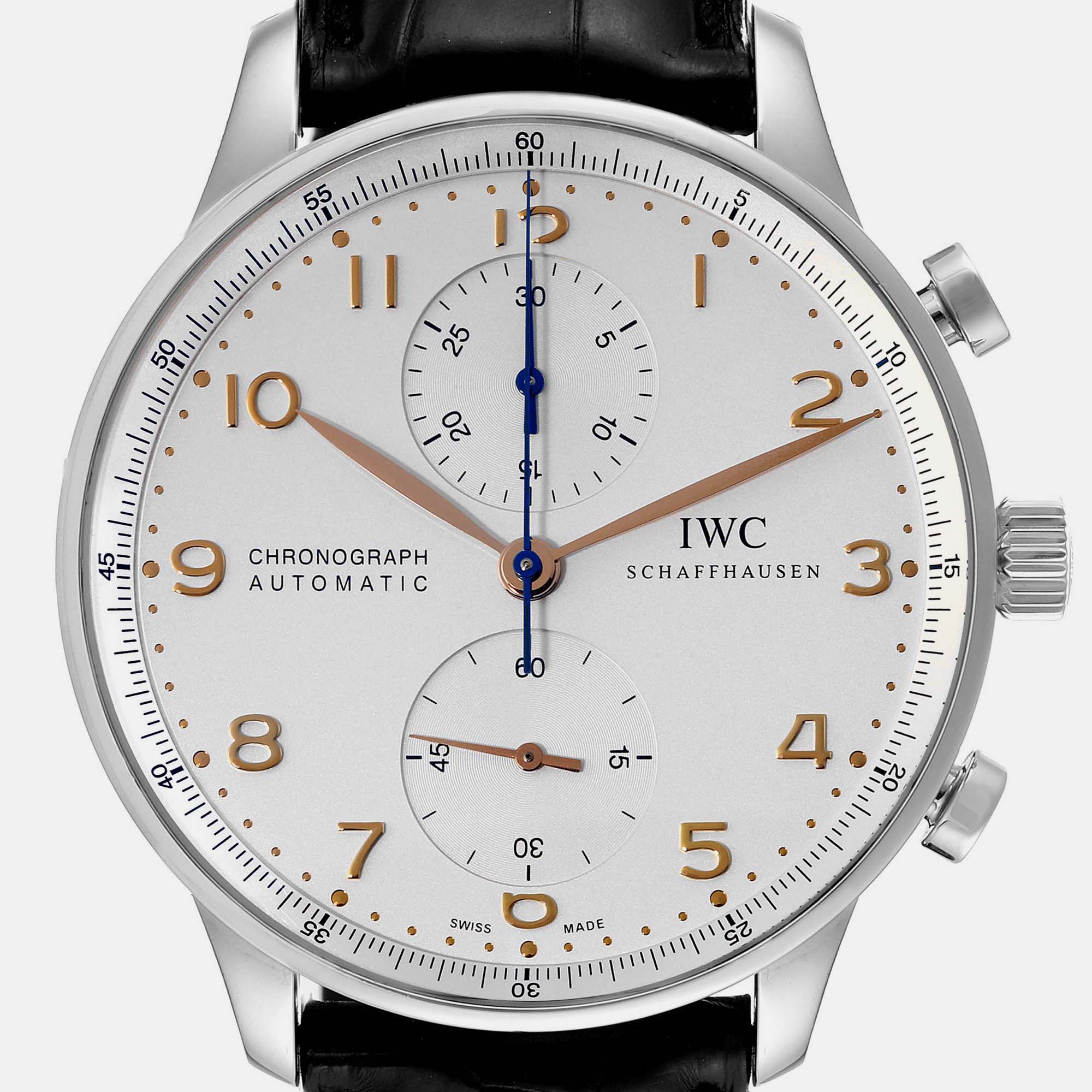 IWC Silver Stainless Steel Portuguese IW371401 Automatic Men's Wristwatch 41 Mm
