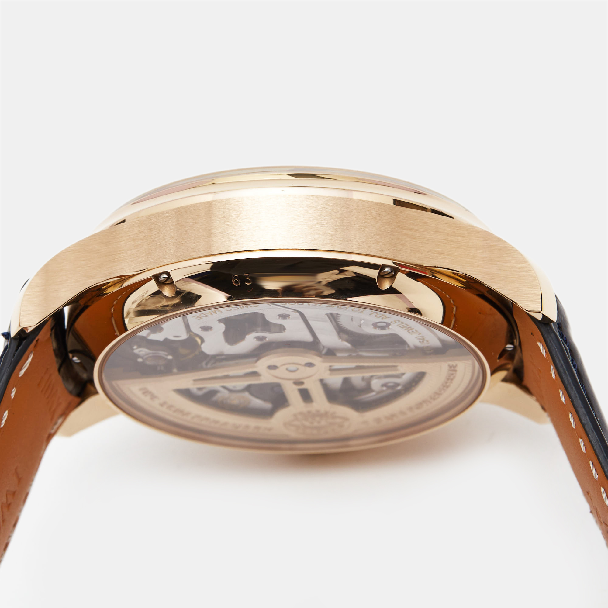 IWC Schaffhausen Blue 18K Rose Gold Alligator Leather Portugieser Perpetual Calendar Boutique Edition IW503312 Men's Wristwatch 44.20 Mm