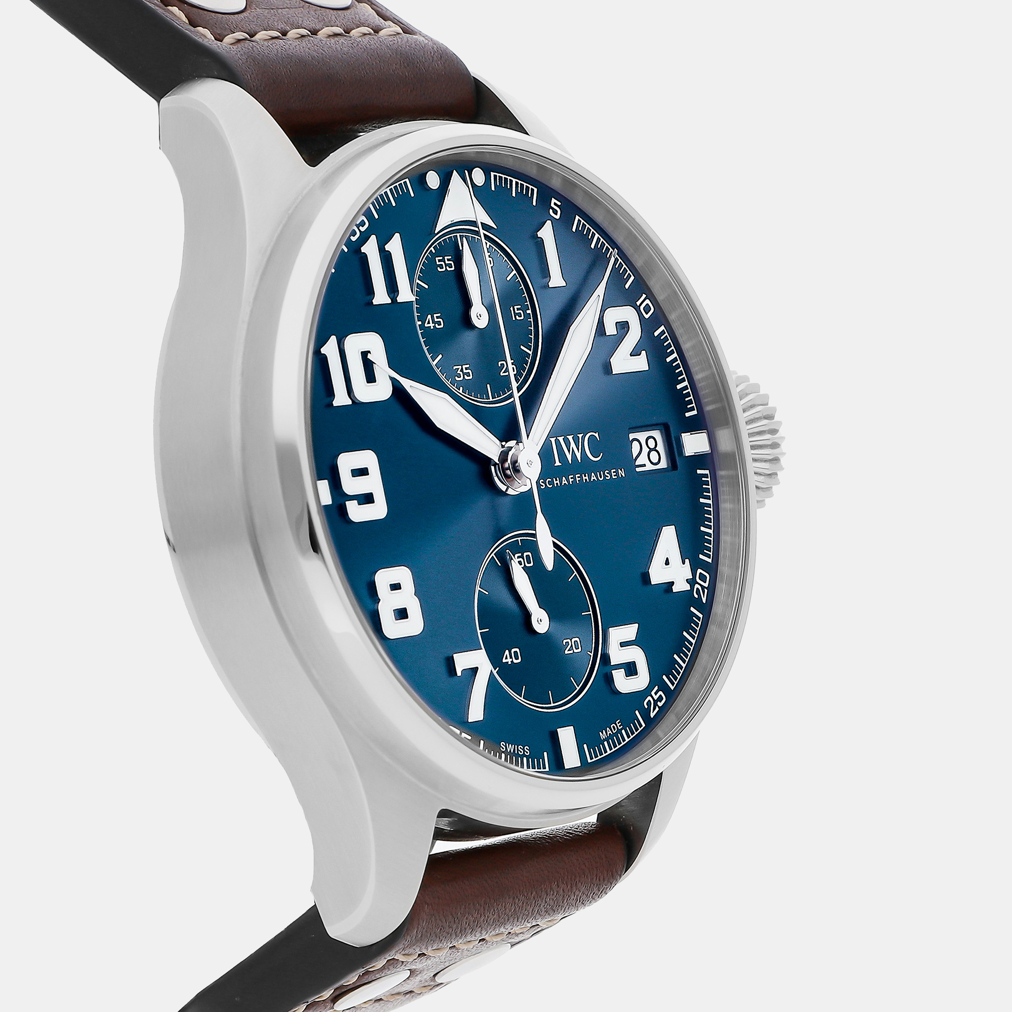 IWC Blue Stainless Steel Big Pilot's IW5152-02 Manual Winding Men's Wristwatch 46 Mm