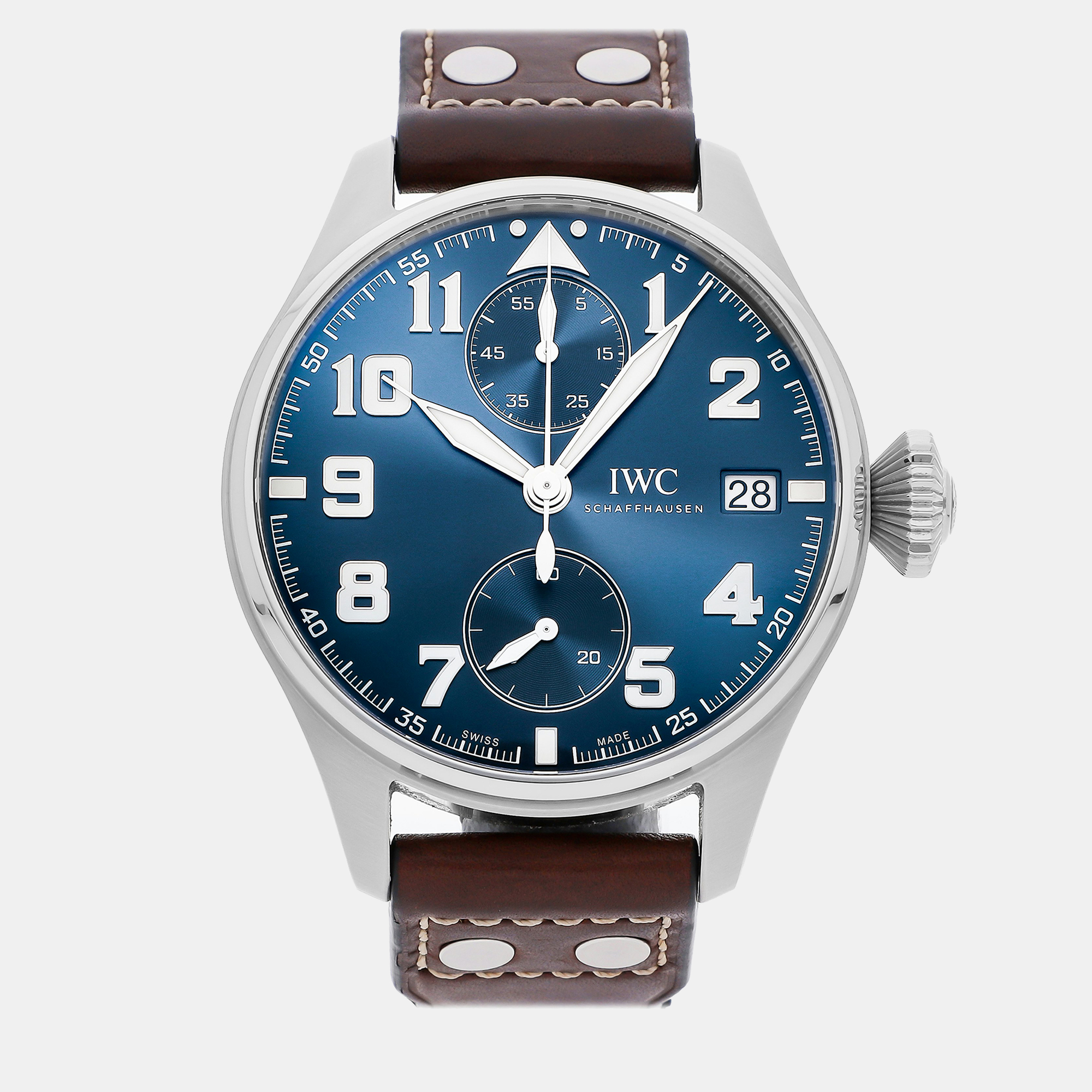 IWC Blue Stainless Steel Big Pilot's IW5152-02 Manual Winding Men's Wristwatch 46 Mm