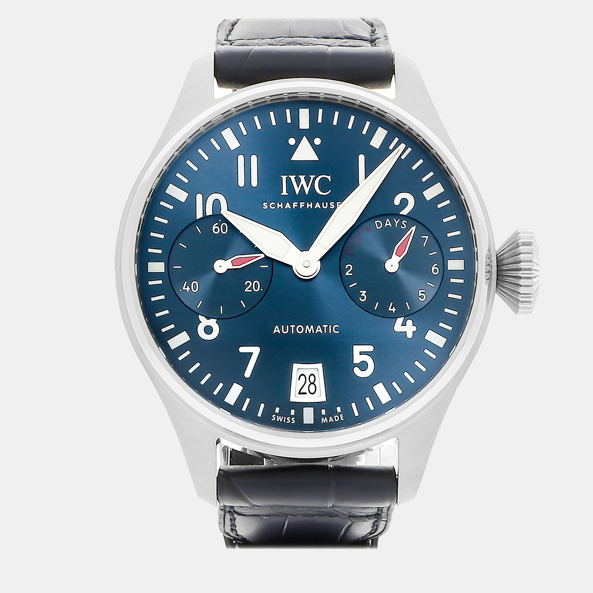IWC Blue Stainless Steel Big Pilot's IW5010-08 Automatic Men's Wristwatch 46 Mm