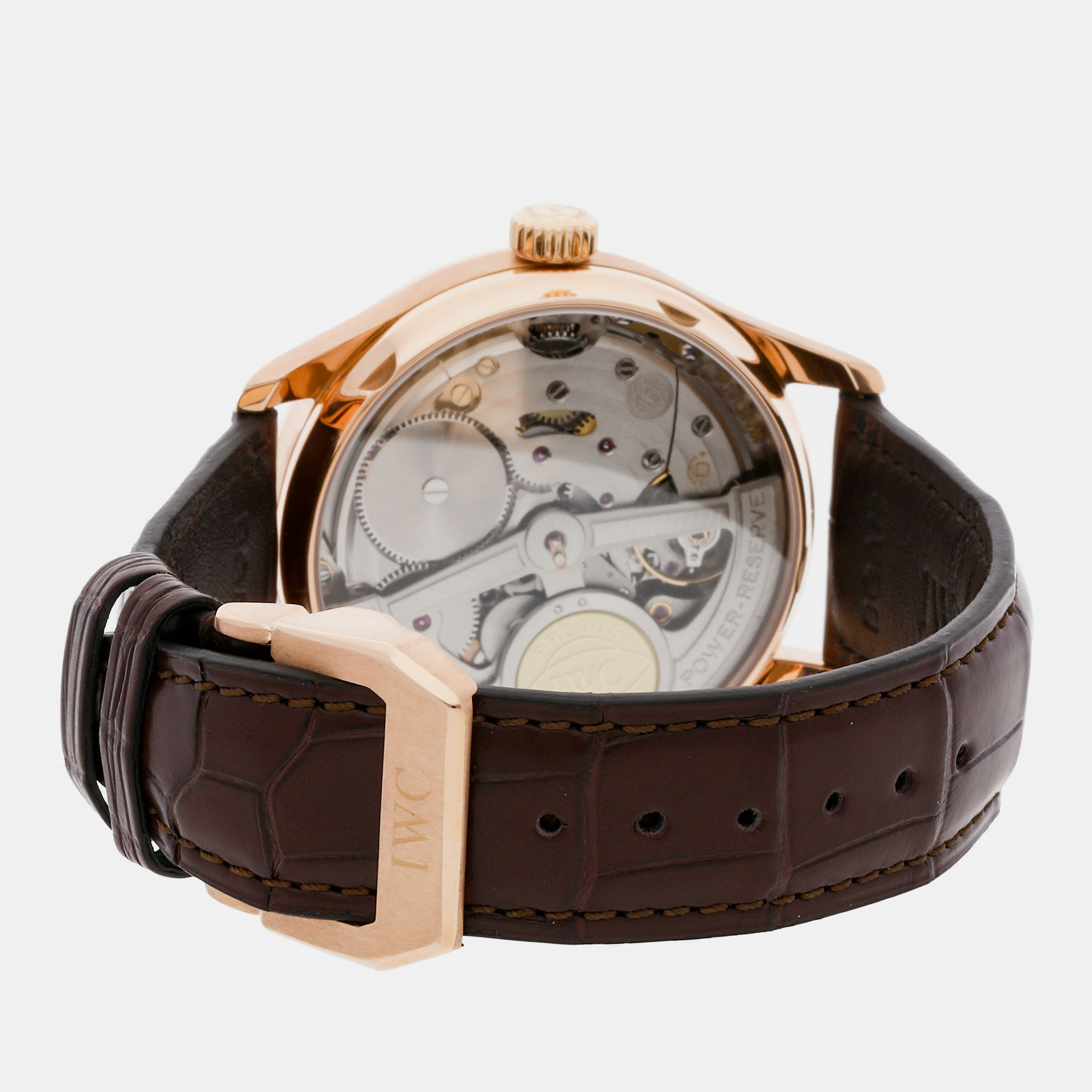 IWC Silver 18K Rose Gold Portuguese IW5001-13 Automatic Men's Wristwatch 42 Mm