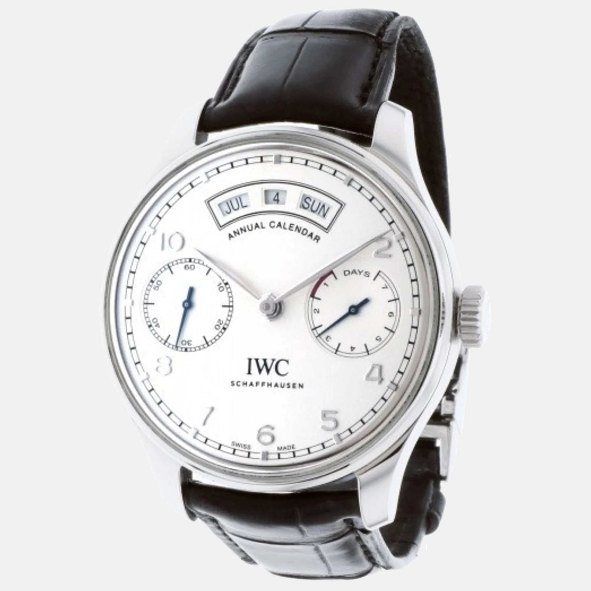 Iwc silver stainless steel portugieser iw503501 automatic men's wristwatch 44 mm